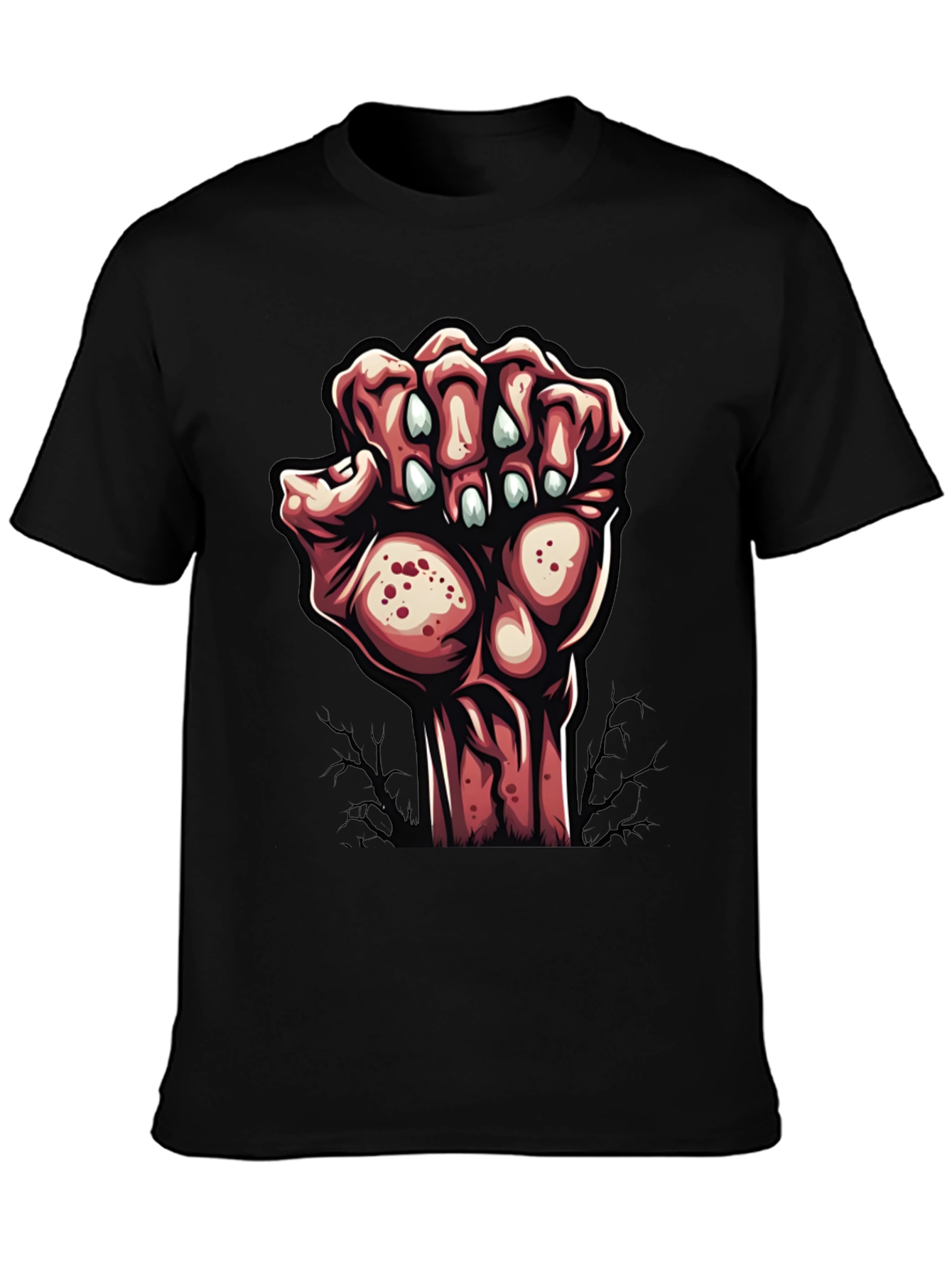 Black Zombie Hand Graphic Tee - Unique Halloween Style view 3