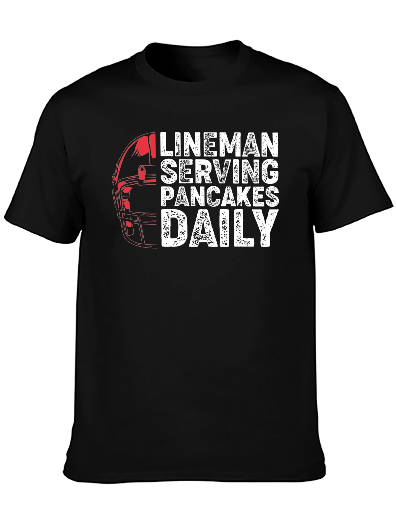 Black Lineman Serving Pancakes Daily Black T-Shirt view 3