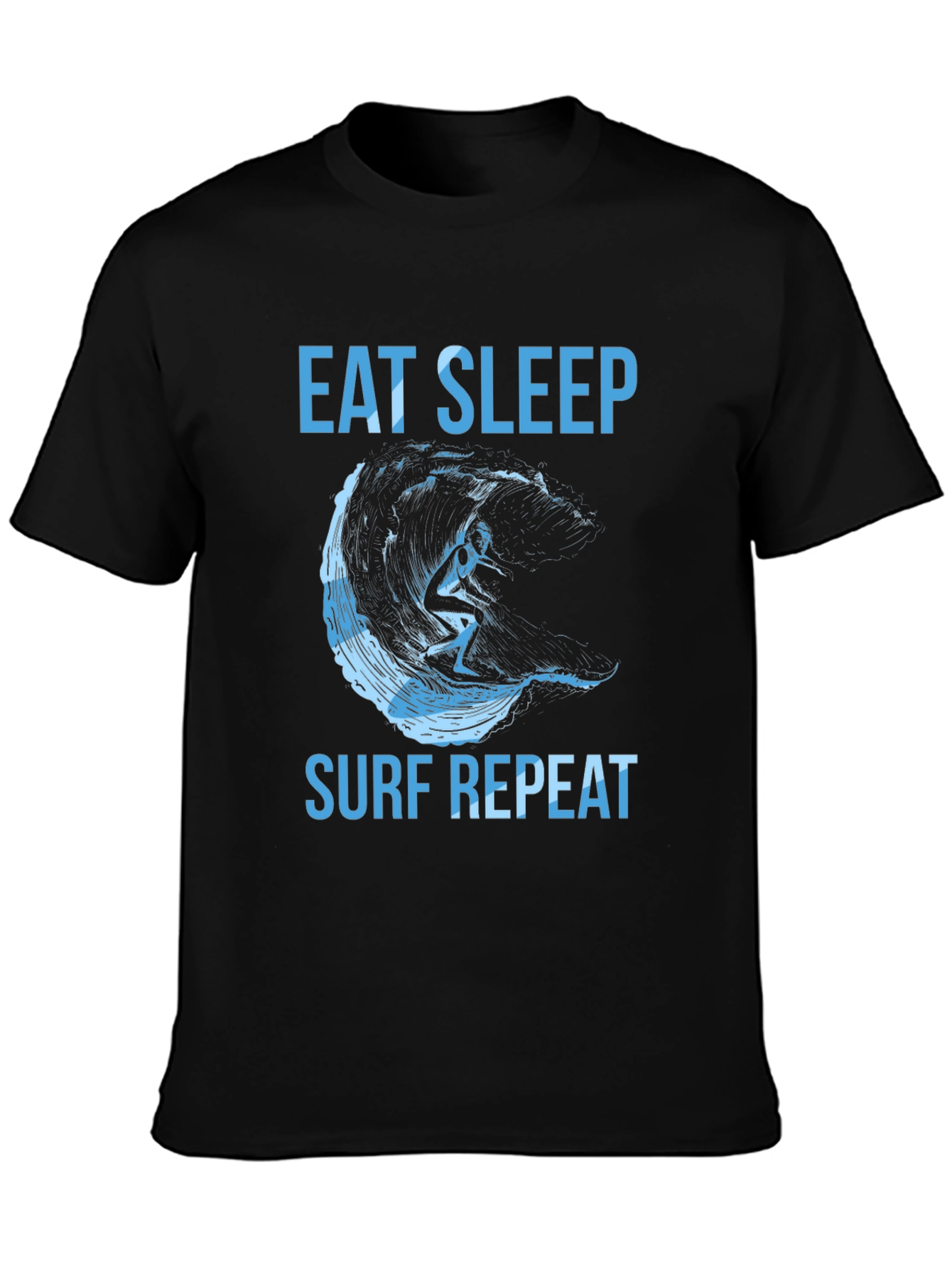 Black Eat Sleep Surf Repeat Graphic Tee view 3
