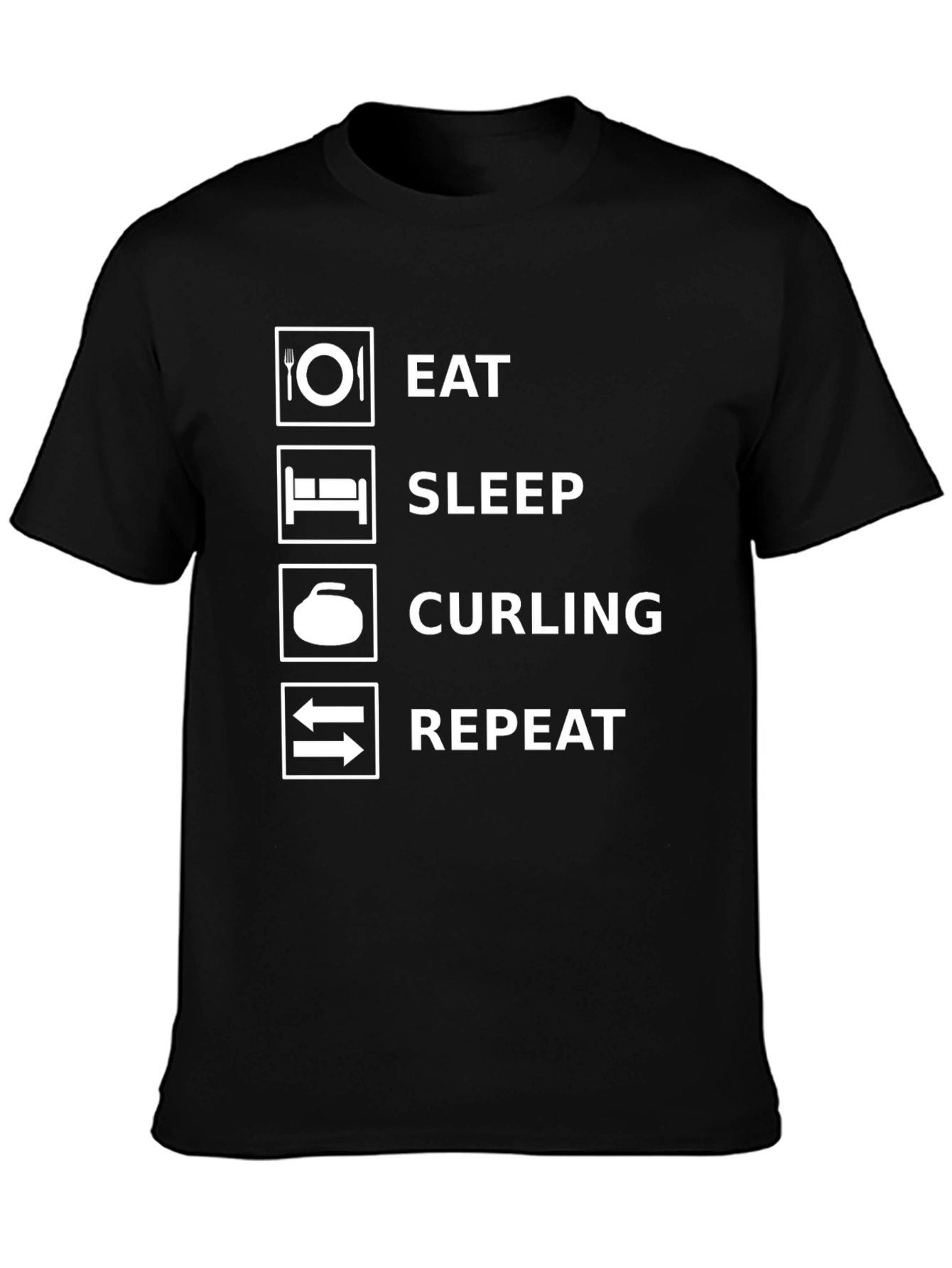 Black Eat Sleep Curling Repeat T-Shirt view 3