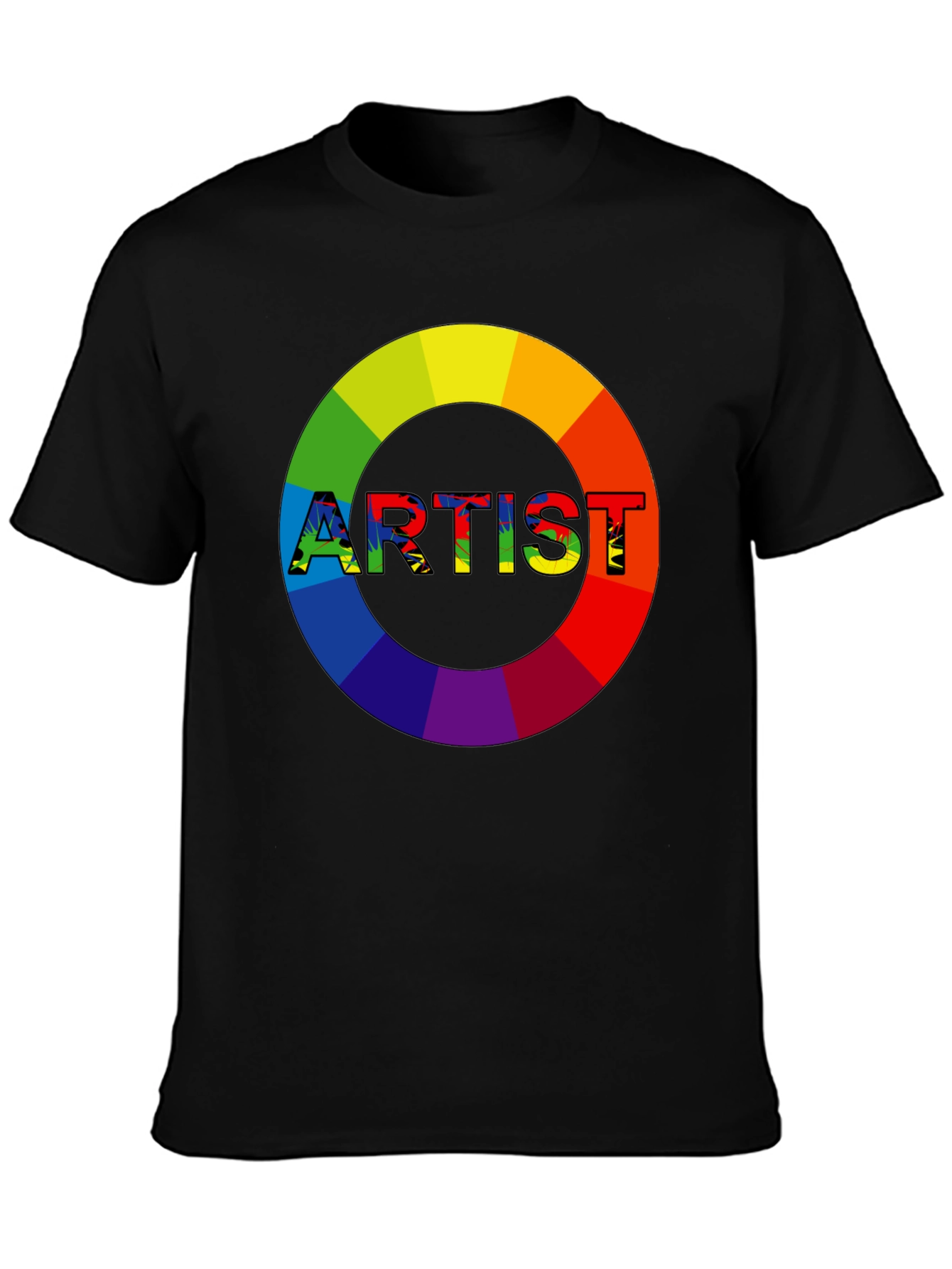 Black Rainbow Artist Graphic Tee - Creative Expression view 3