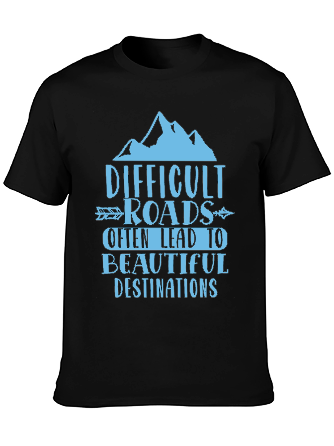 Black Difficult Roads Graphic Tee - Adventure Awaits view 3
