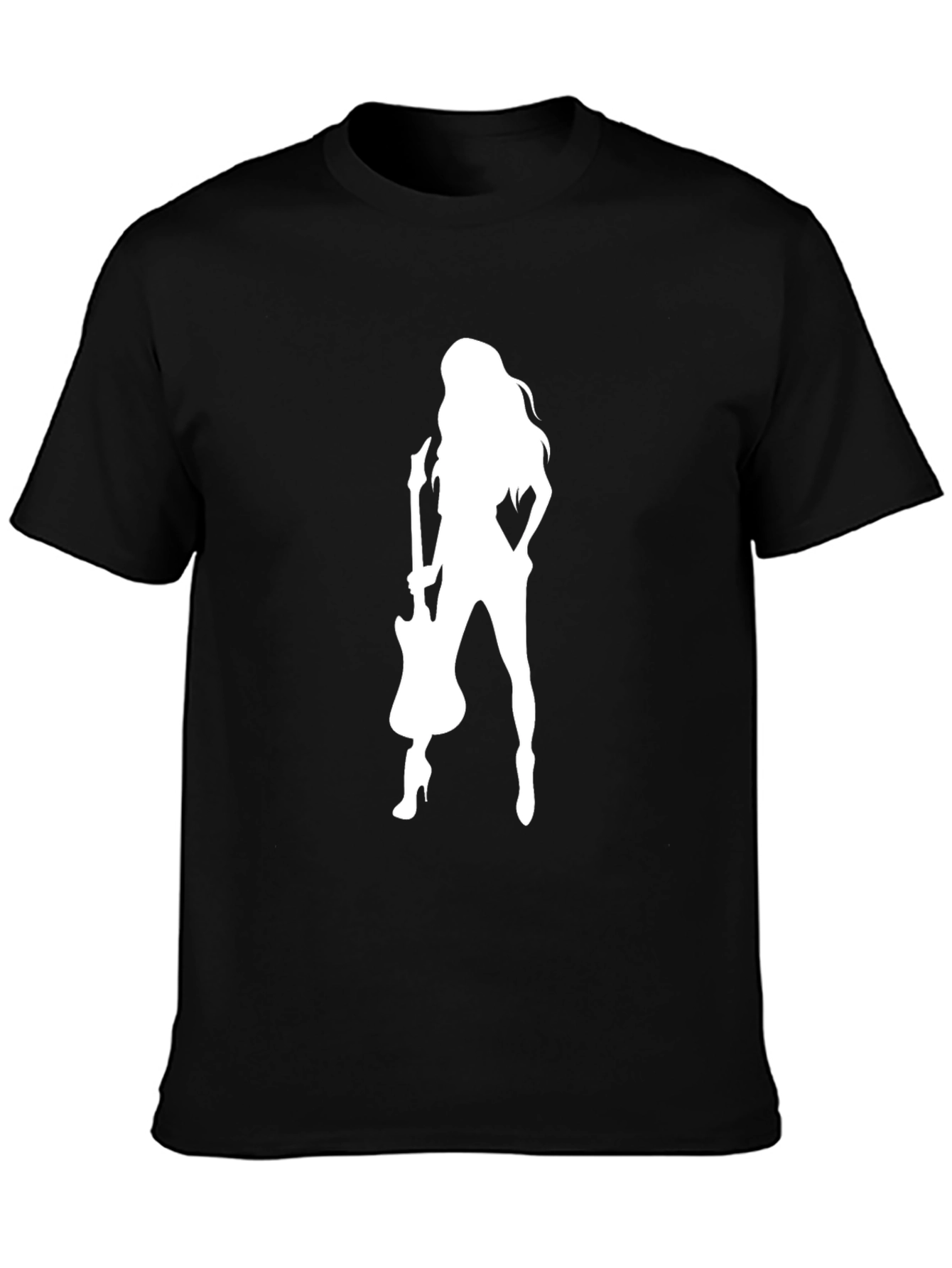 Black Guitar Girl Graphic Tee - Rocker T-Shirt view 3