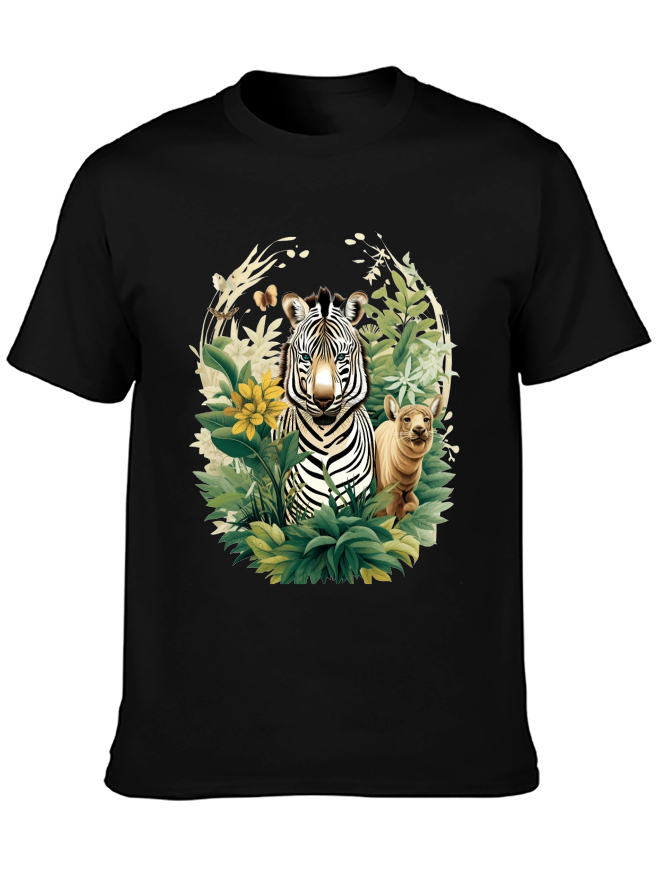 Black Zebra & Cub Wildlife T-Shirt - Unique Animal Design view 3