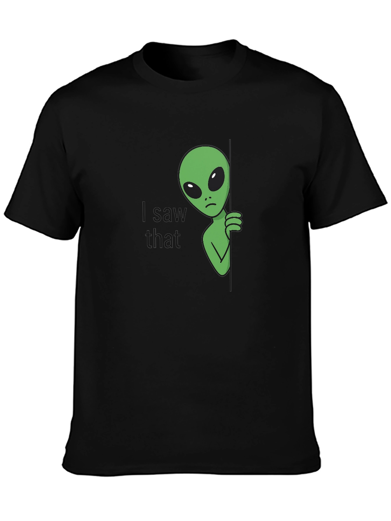 Black I Saw That Alien Graphic Tee - Black Cotton Blend view 3