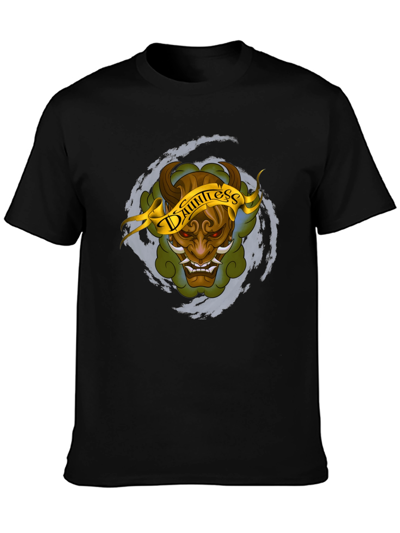 Black Dauntless Oni Mask Graphic T-Shirt view 3