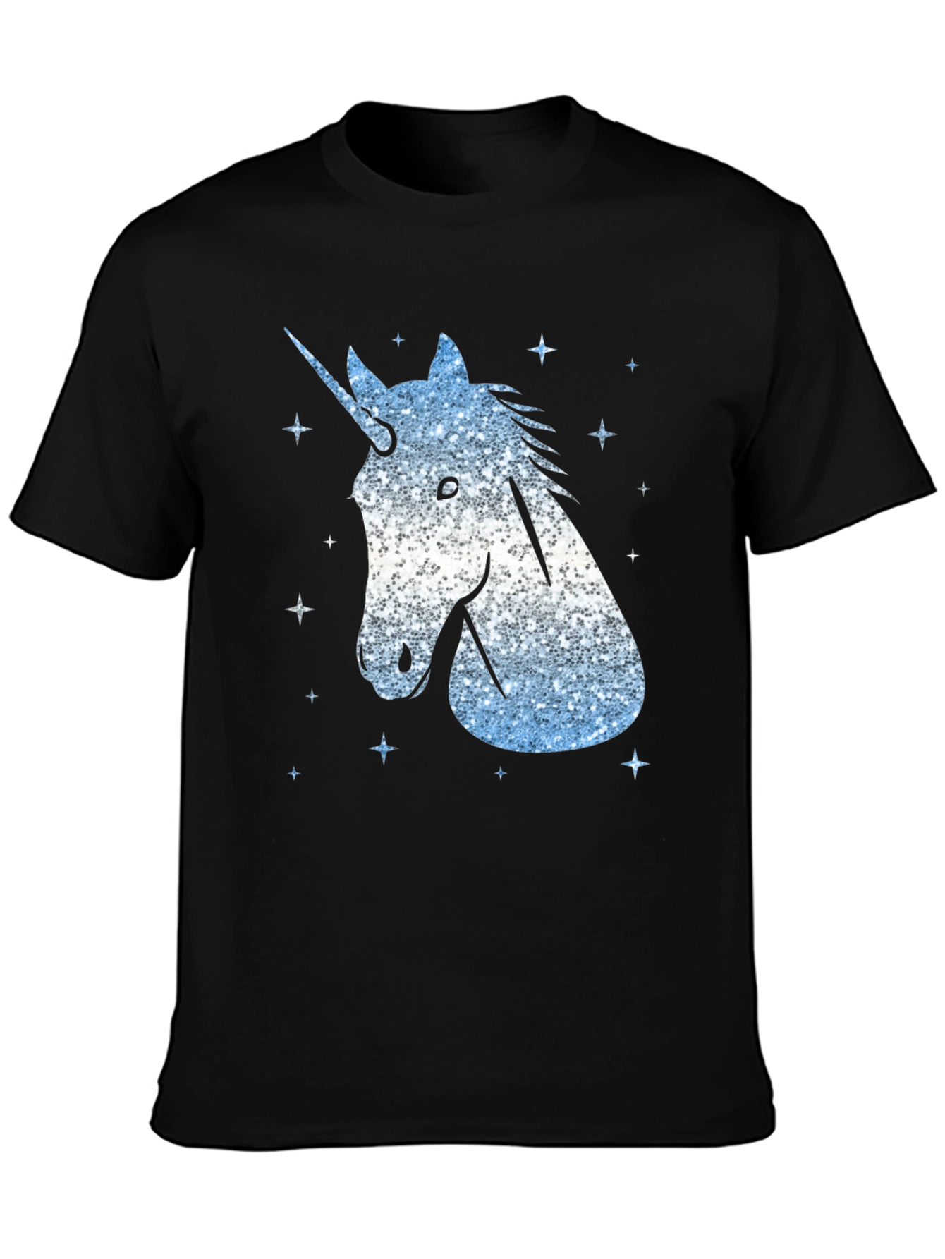 Black Unicorn Glitter Graphic Tee - Men's Black T-Shirt view 3