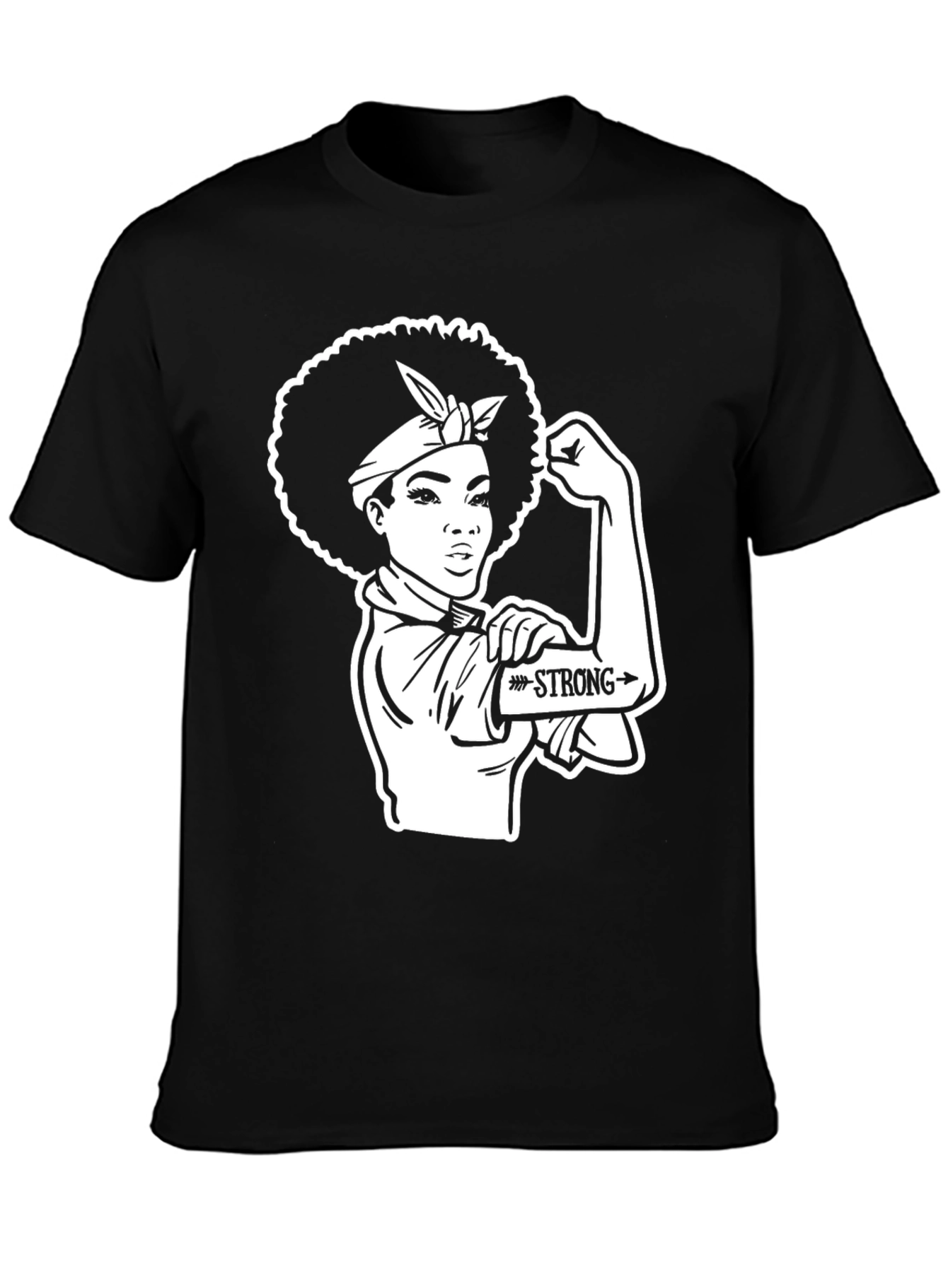 Black Empowered Woman T-Shirt - Rosie the Riveter Style view 3