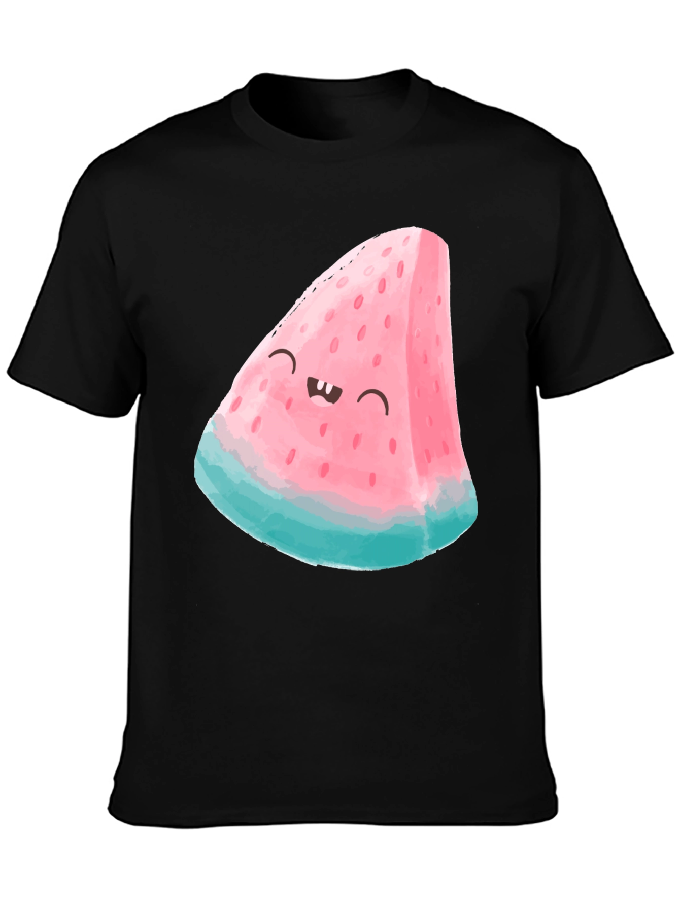 Black Funny Watermelon Slice Graphic Tee - Black view 3
