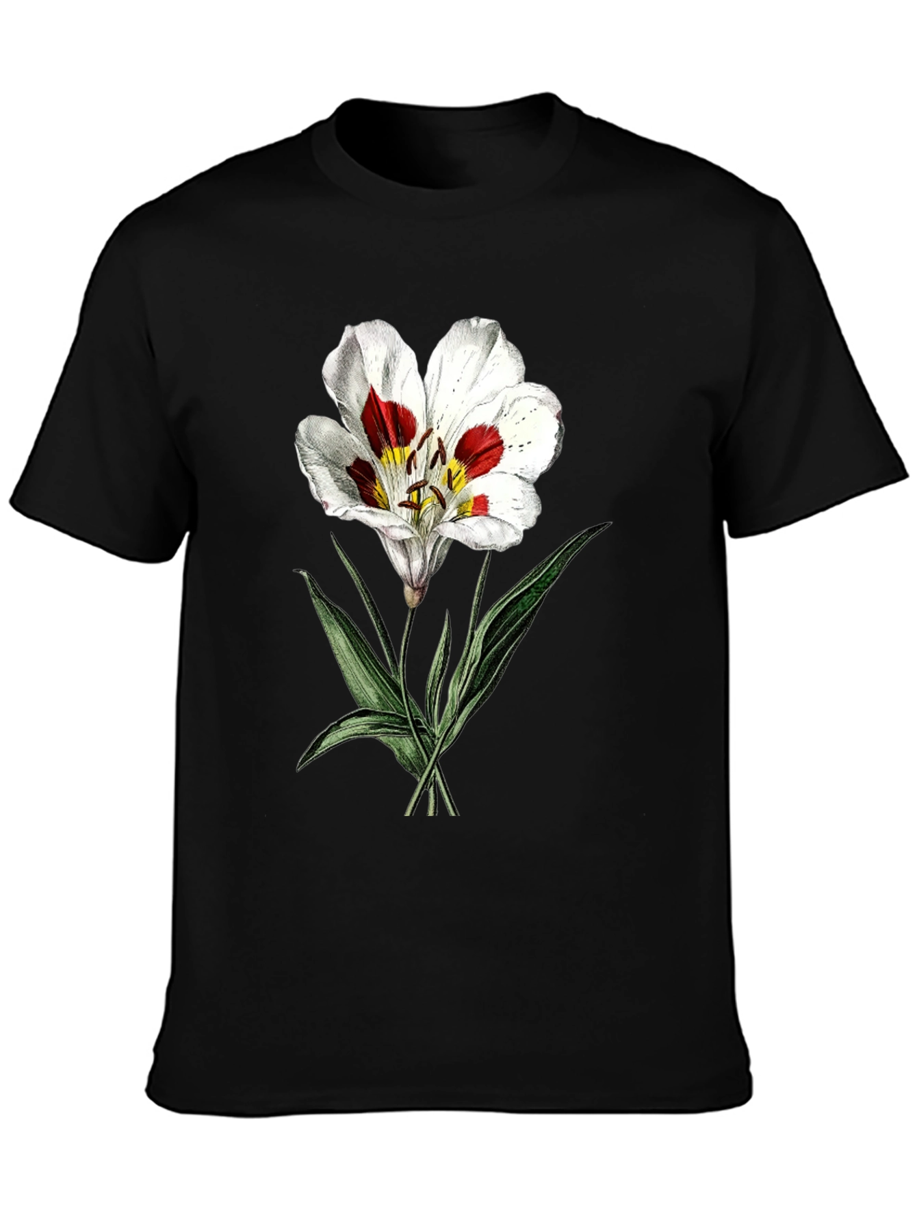 Black Botanical Lily Graphic Tee - Black view 3