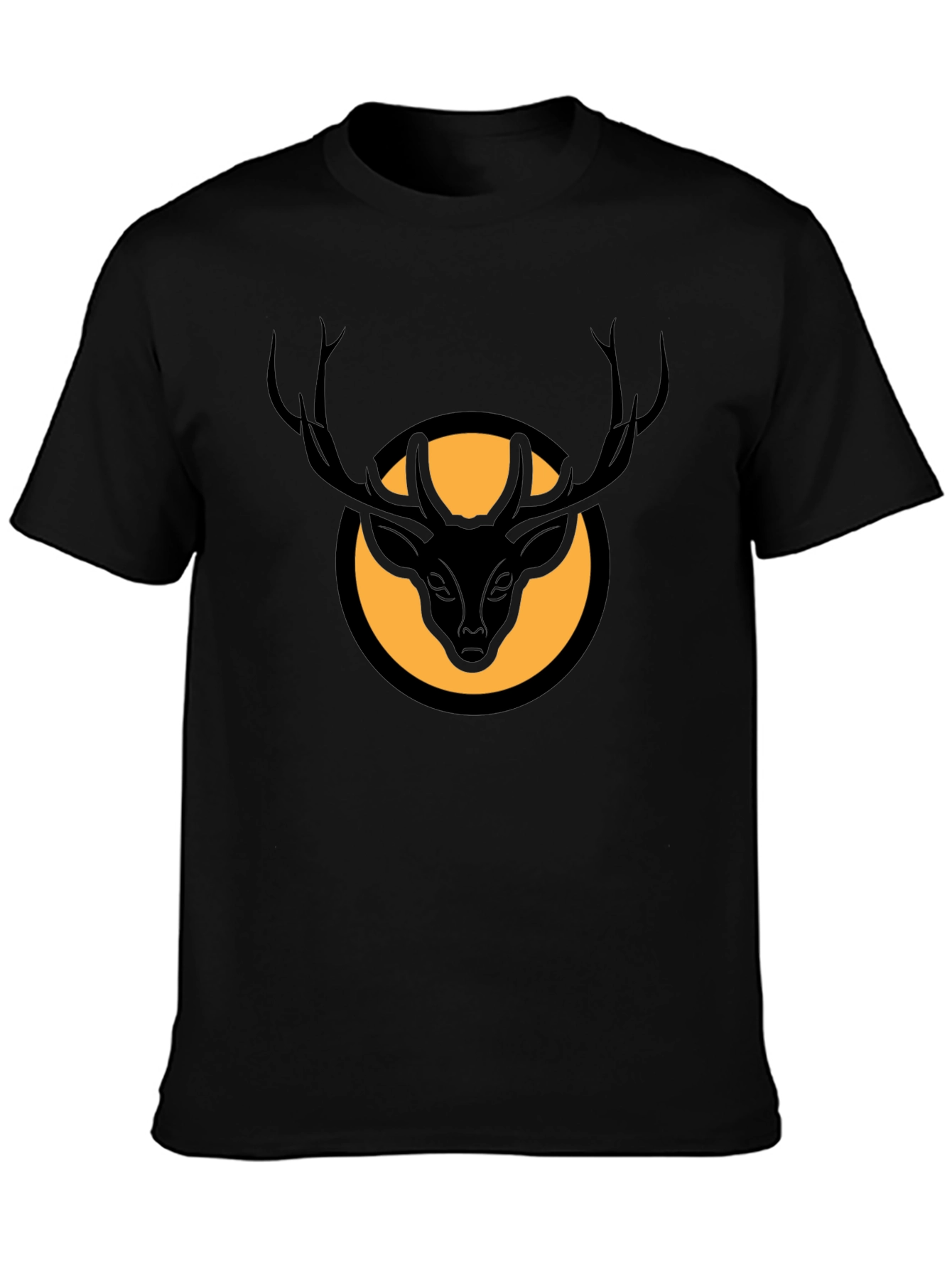 Black Stag Graphic Tee - Black Deer Circle Design view 3