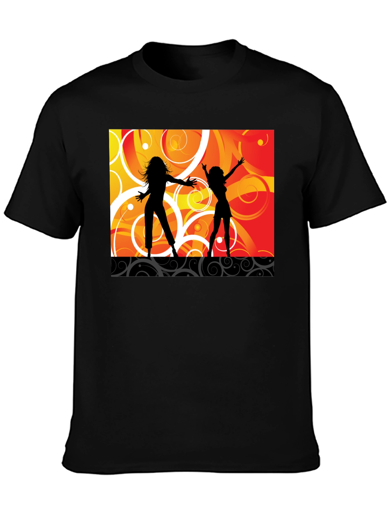 Black Retro Dance Silhouette Graphic Tee - Black view 3