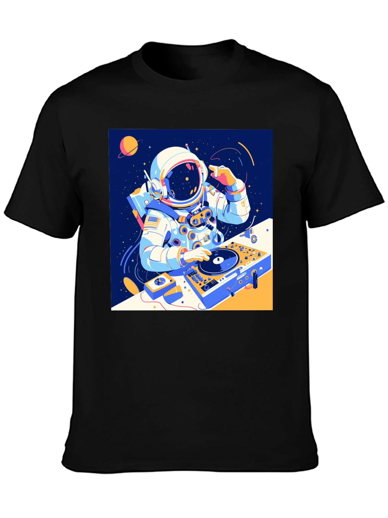Black Astronaut DJ Graphic T-Shirt - Space Music view 3