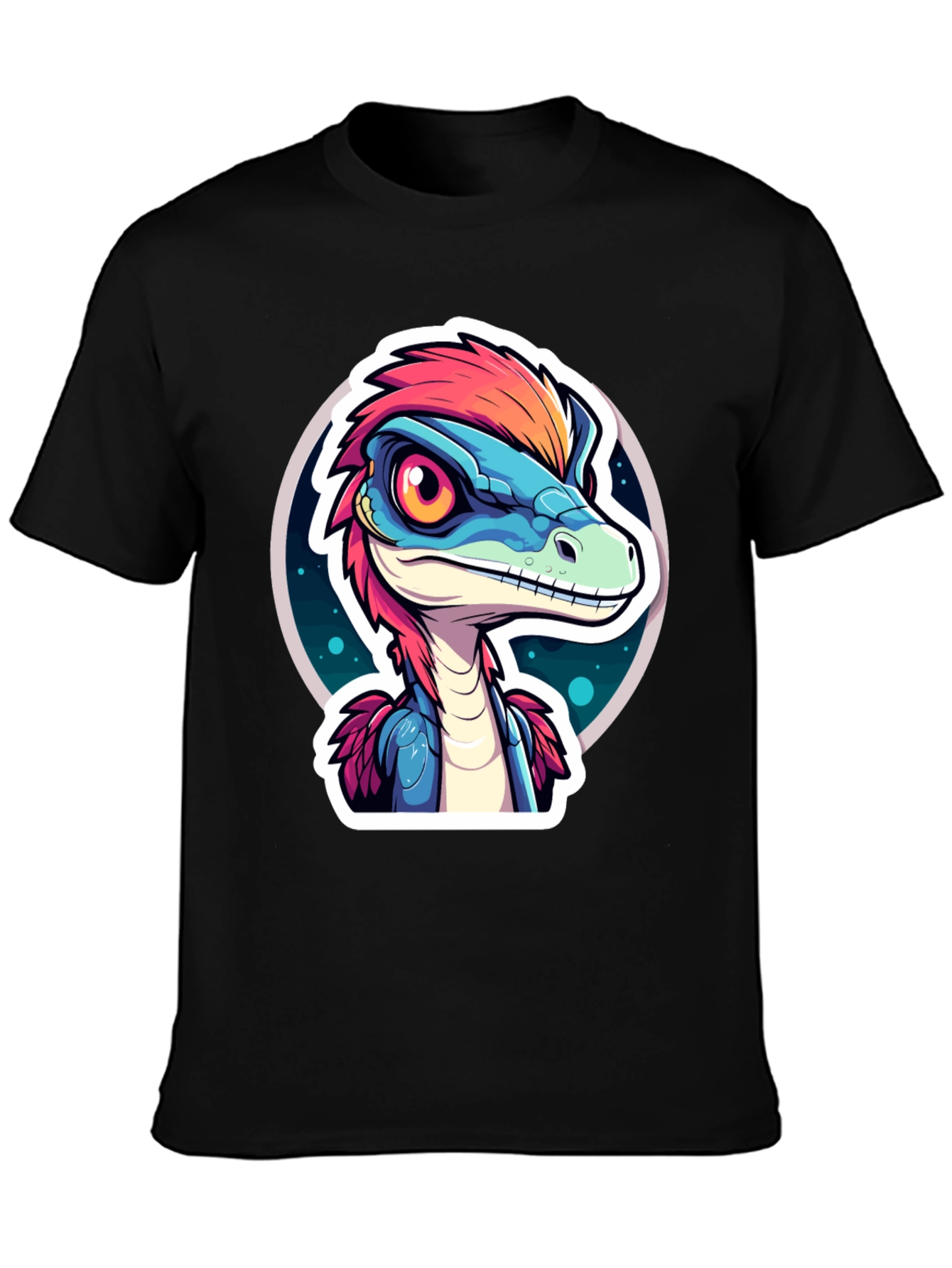 Black Dino T-Shirt: Cartoon Raptor Design view 3