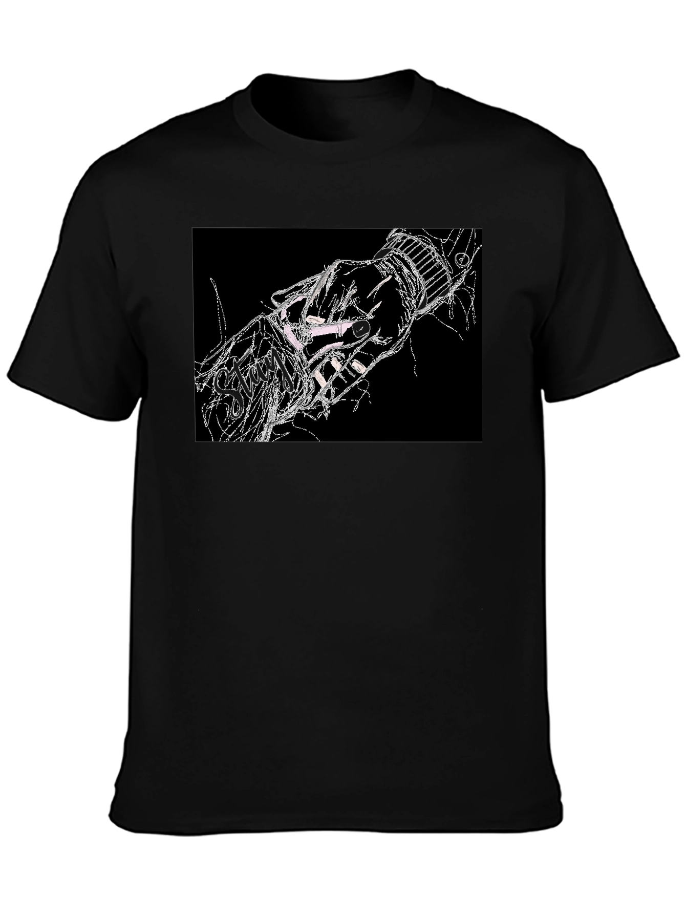 Black Abstract Hand Graphic Black T-Shirt view 3