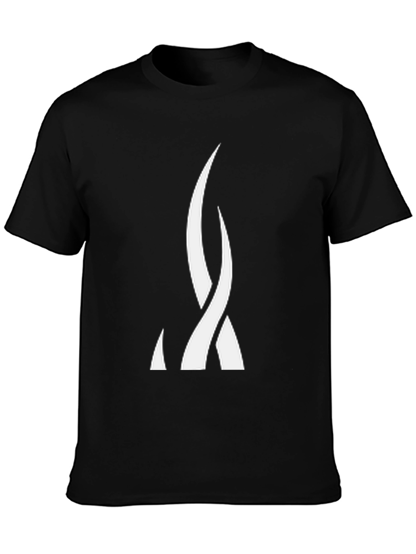 Black Abstract Flame Graphic Tee - Black Cotton Blend view 3