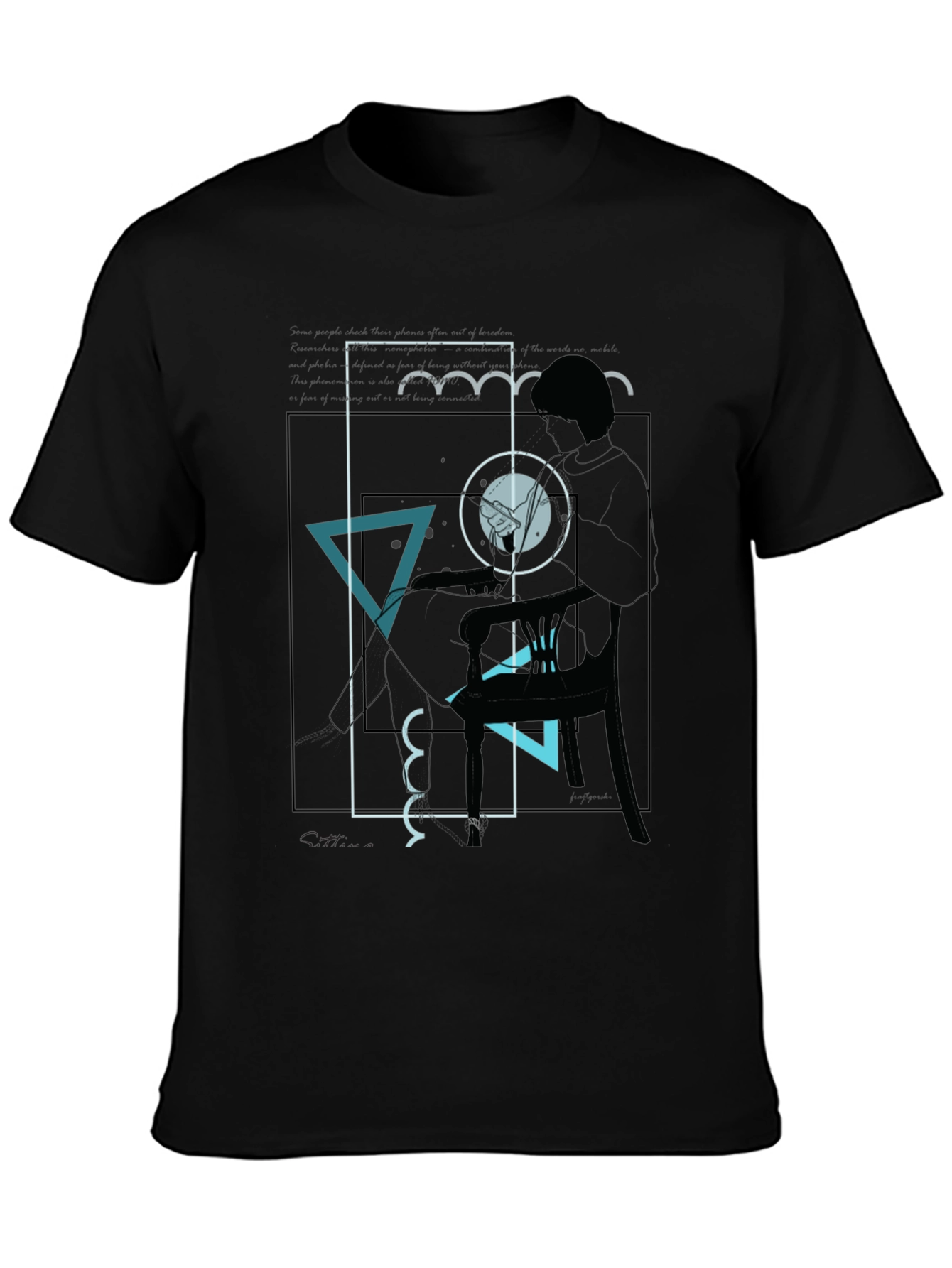 Black Abstract Graphic Tee - Men's Black T-Shirt view 3