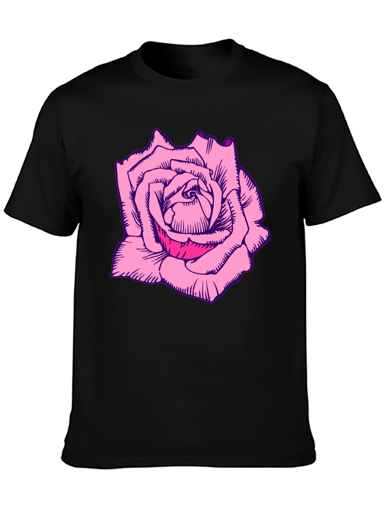 Black Rose Graphic Tee - Bold Black T-Shirt view 3