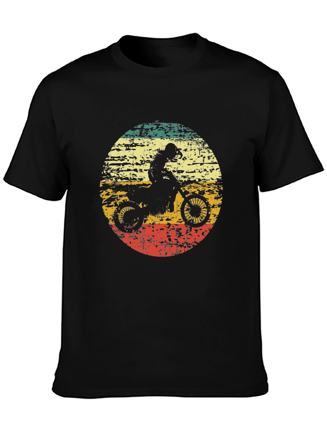 Black Vintage Motocross Rider T-Shirt - Black view 3
