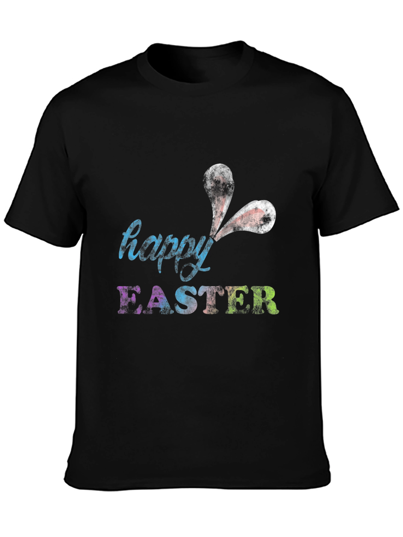 Black Happy Easter Bunny Ears T-Shirt view 3