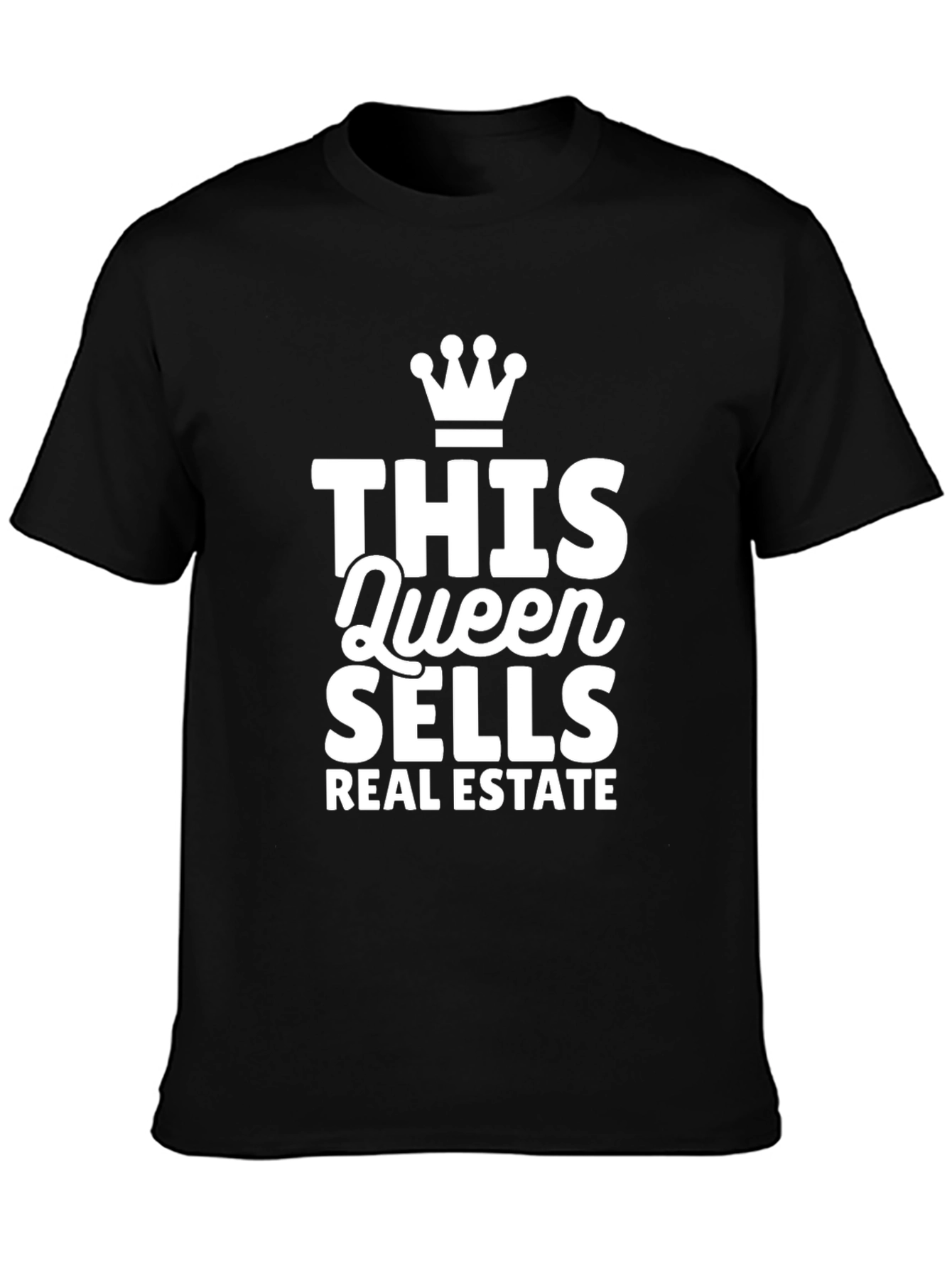 Black Queen Sells Real Estate Black T-Shirt view 3