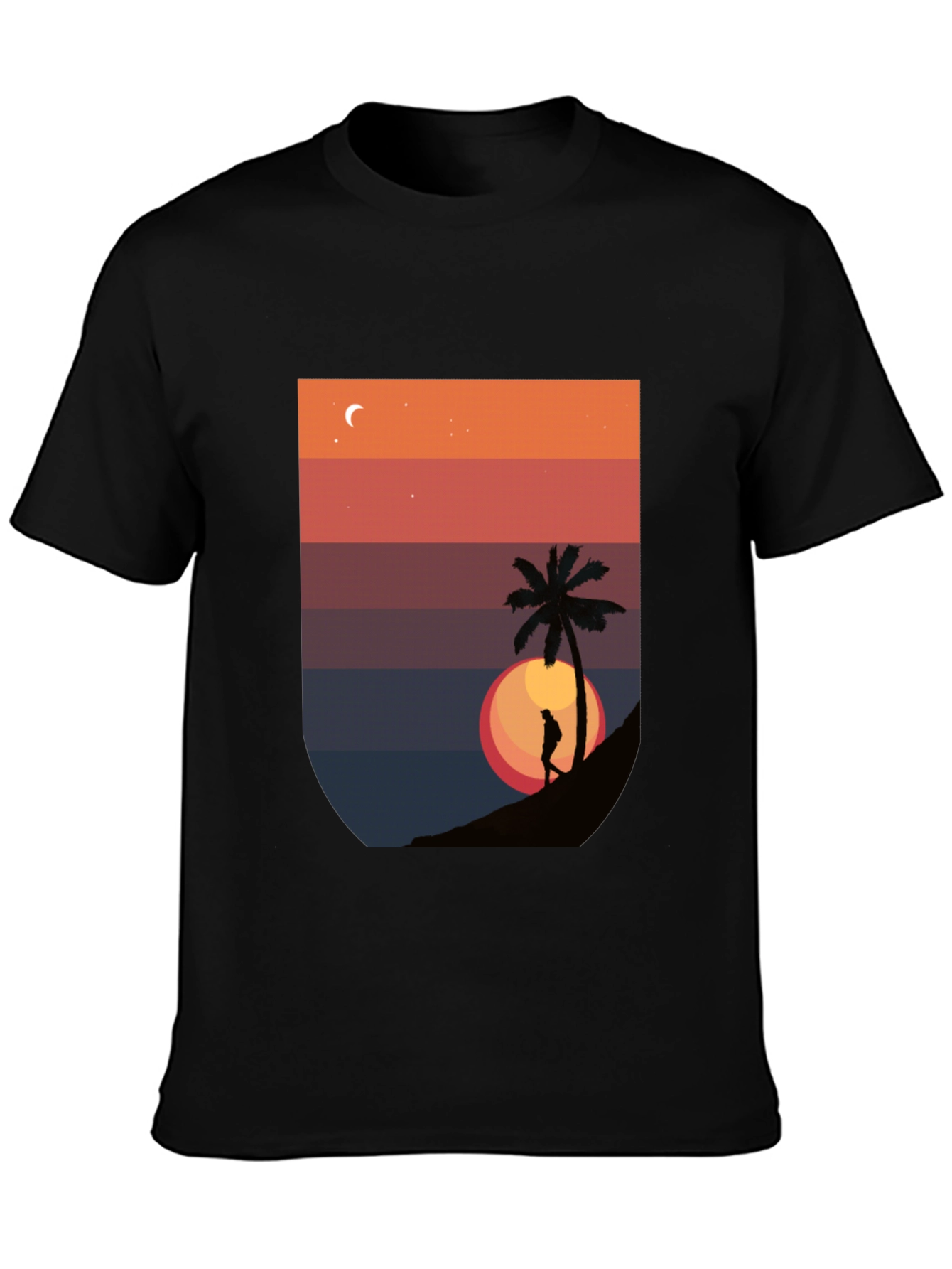 Black Sunset Palm Graphic T-Shirt - Men's Black Tee view 3