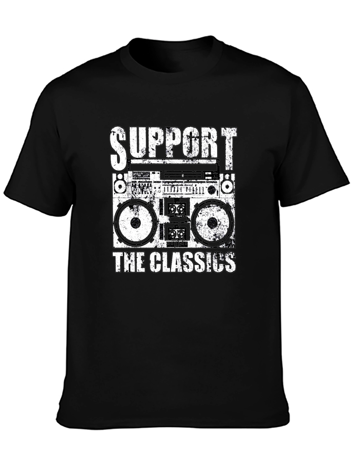 Black Retro Boombox T-Shirt - Support the Classics! view 3
