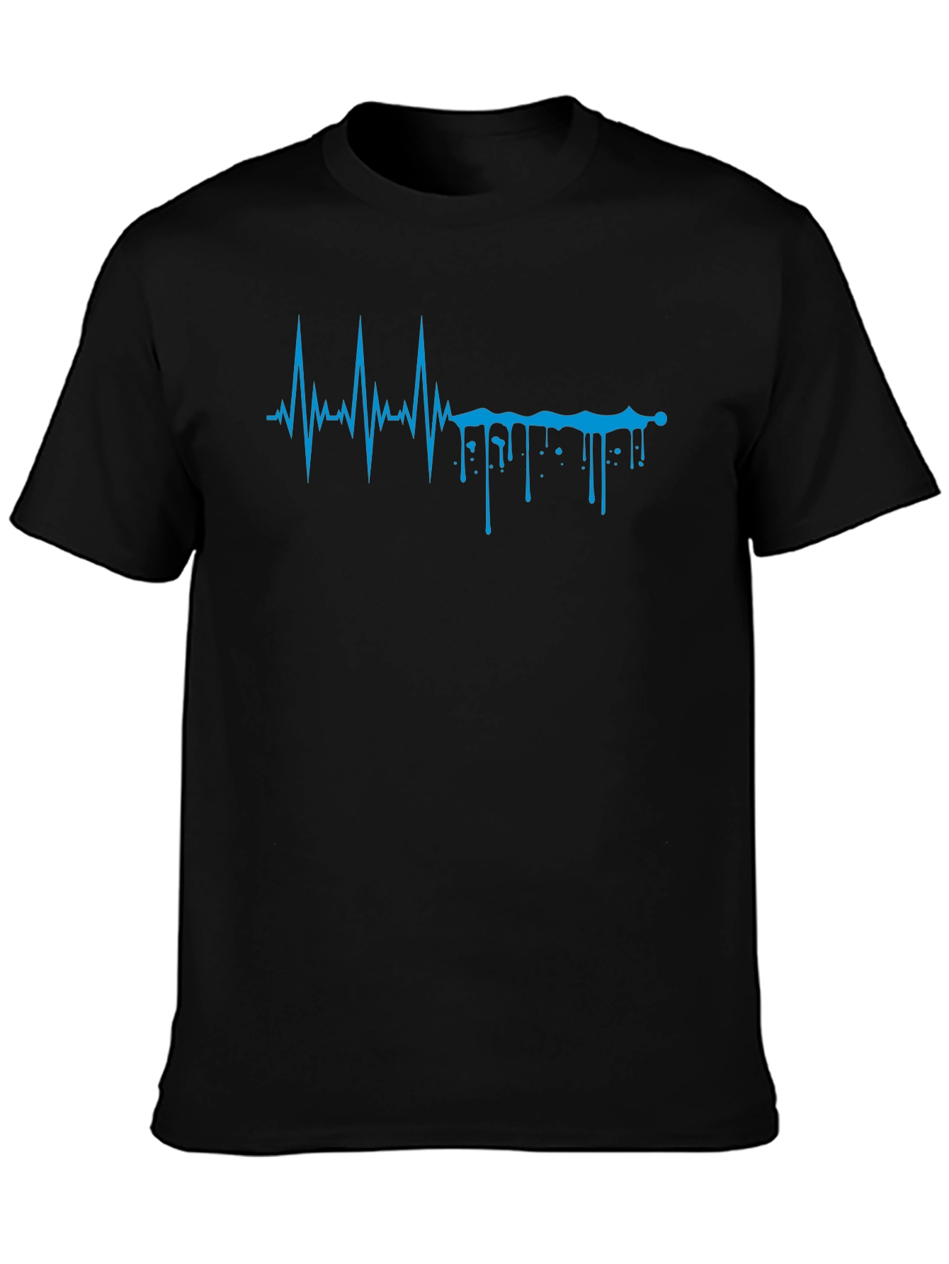 Black Heartbeat Drip Graphic Tee - Modern Design view 3