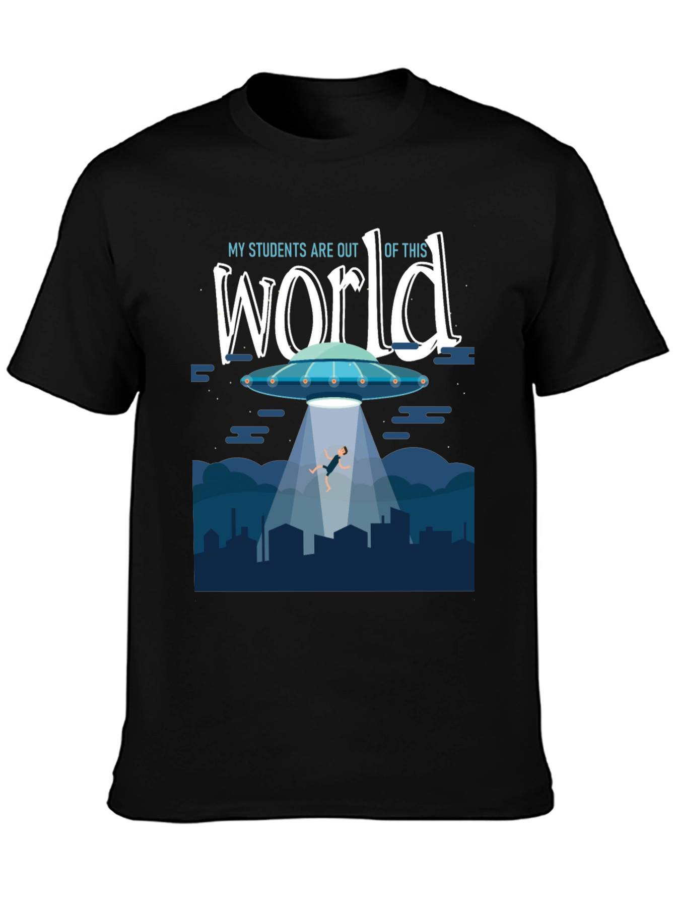 Black Out Of This World Teacher T-Shirt view 3