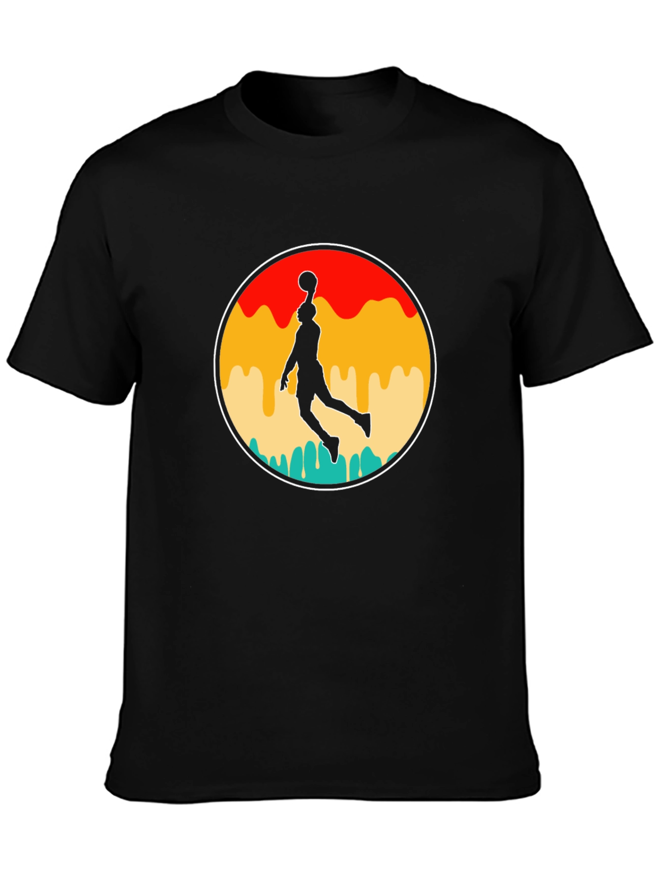 Black Retro Basketball Player Graphic T-Shirt view 3