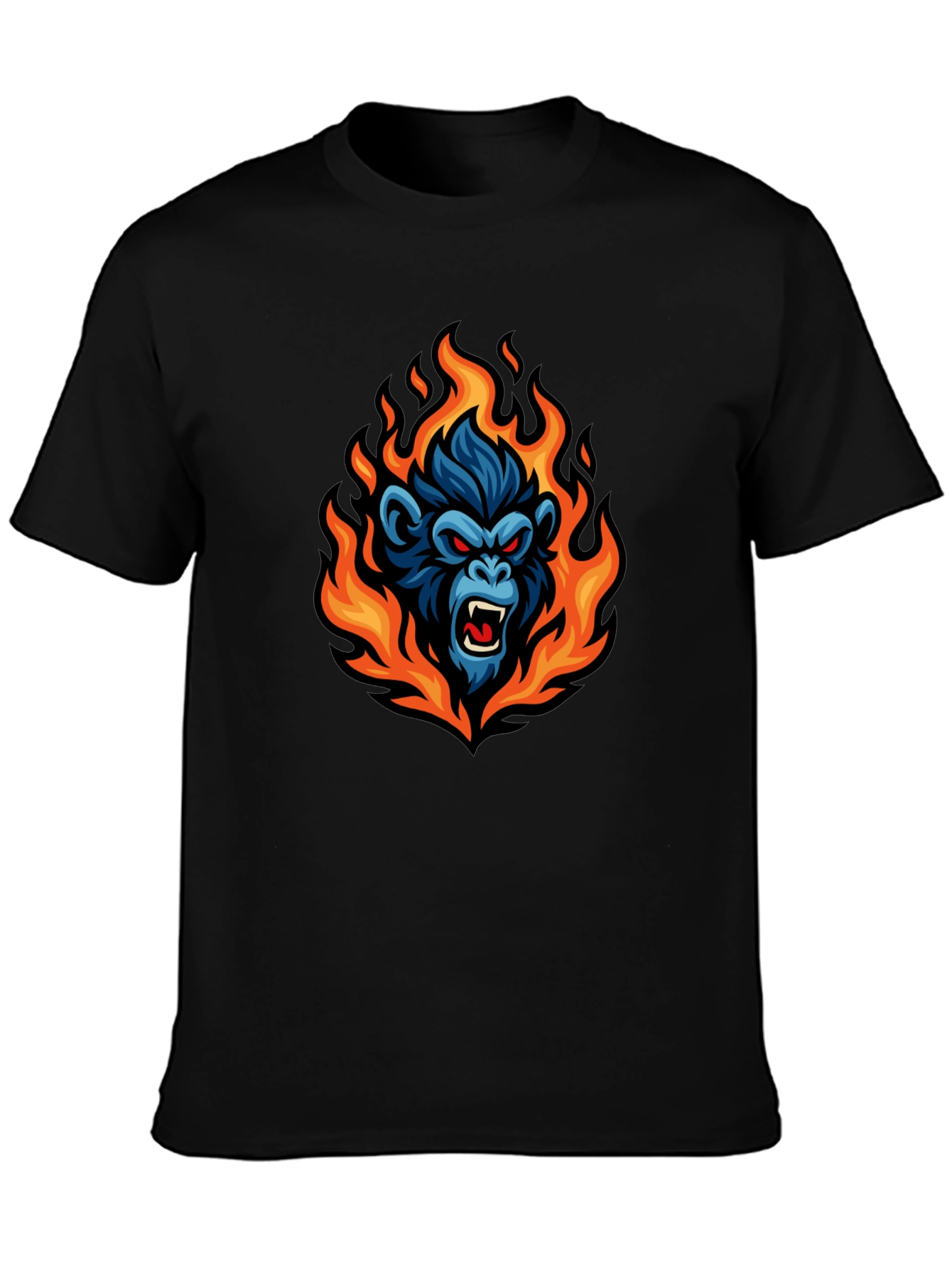 Black Fiery Gorilla Graphic Tee - Black Cotton T-Shirt view 3