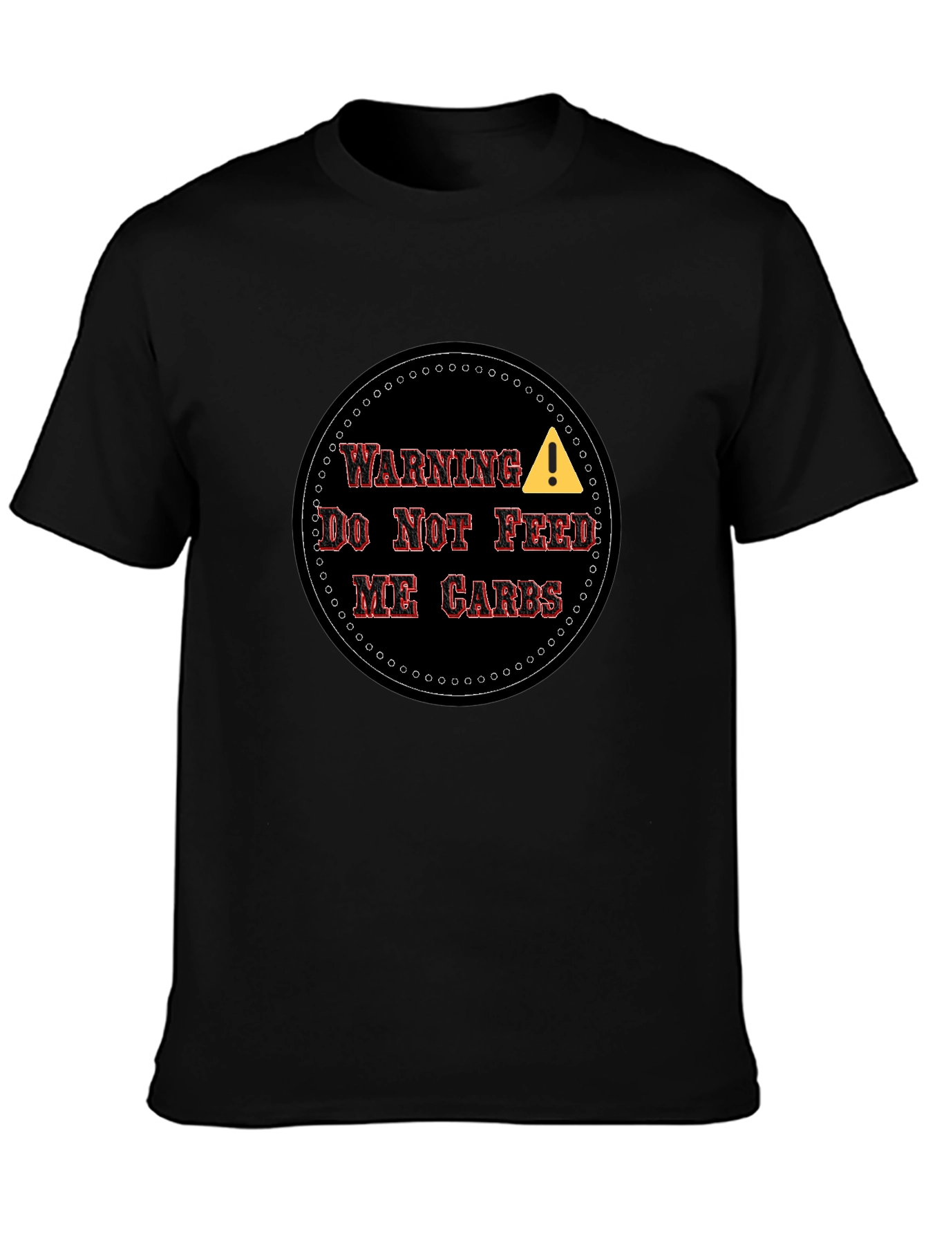 Black Warning: No Carbs Men's T-Shirt view 3