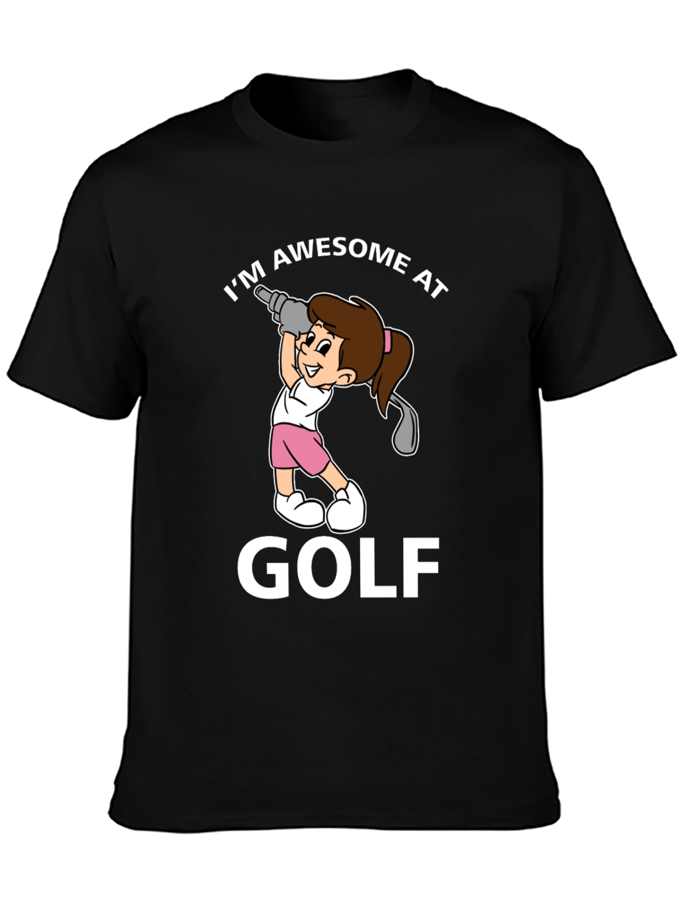 Black Awesome at Golf Graphic T-Shirt view 3