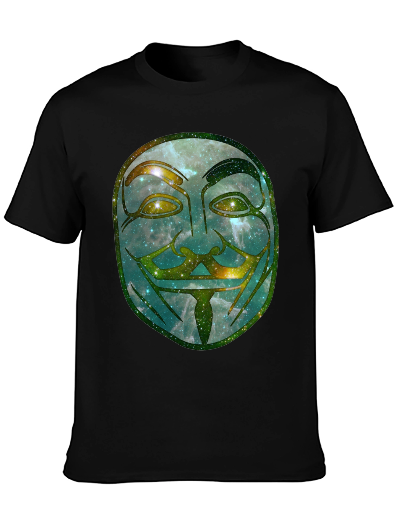 Black V for Vendetta Galaxy Mask Graphic Tee - Men's Black T-Shirt view 3