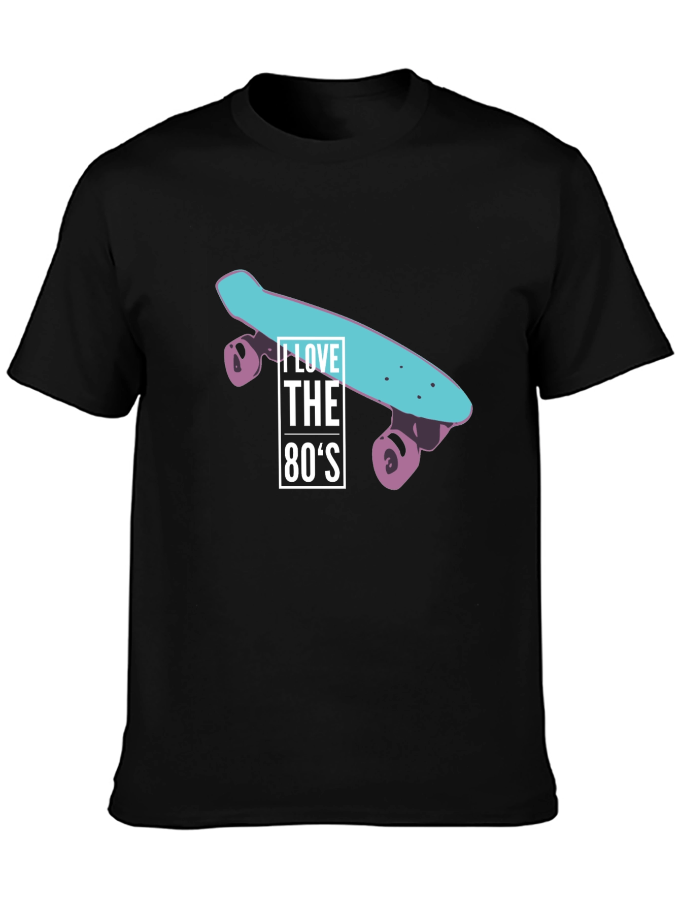 Black I Love the 80s Skateboard Graphic T-Shirt view 3