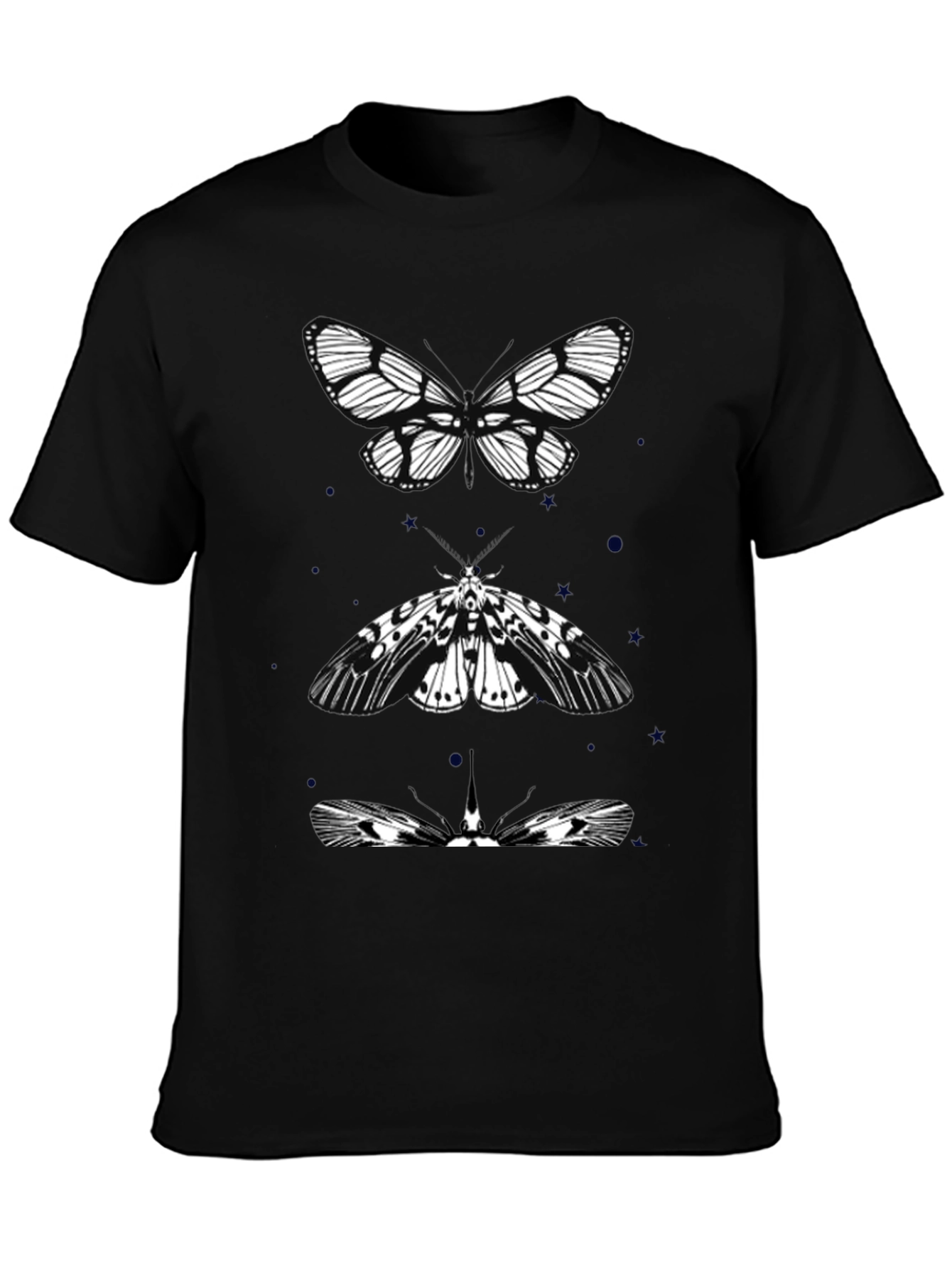 Black Butterfly & Moth Graphic Tee - Black Cotton Blend view 3