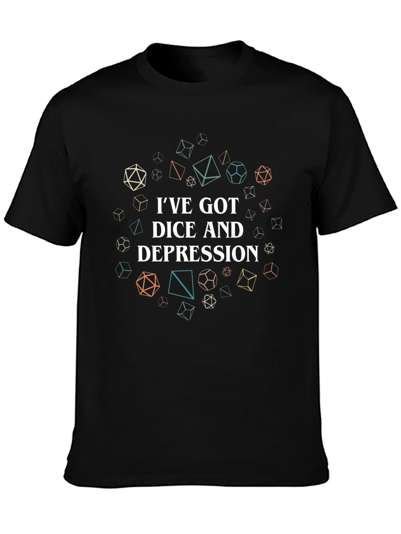 Black I've Got Dice and Depression T-Shirt view 3