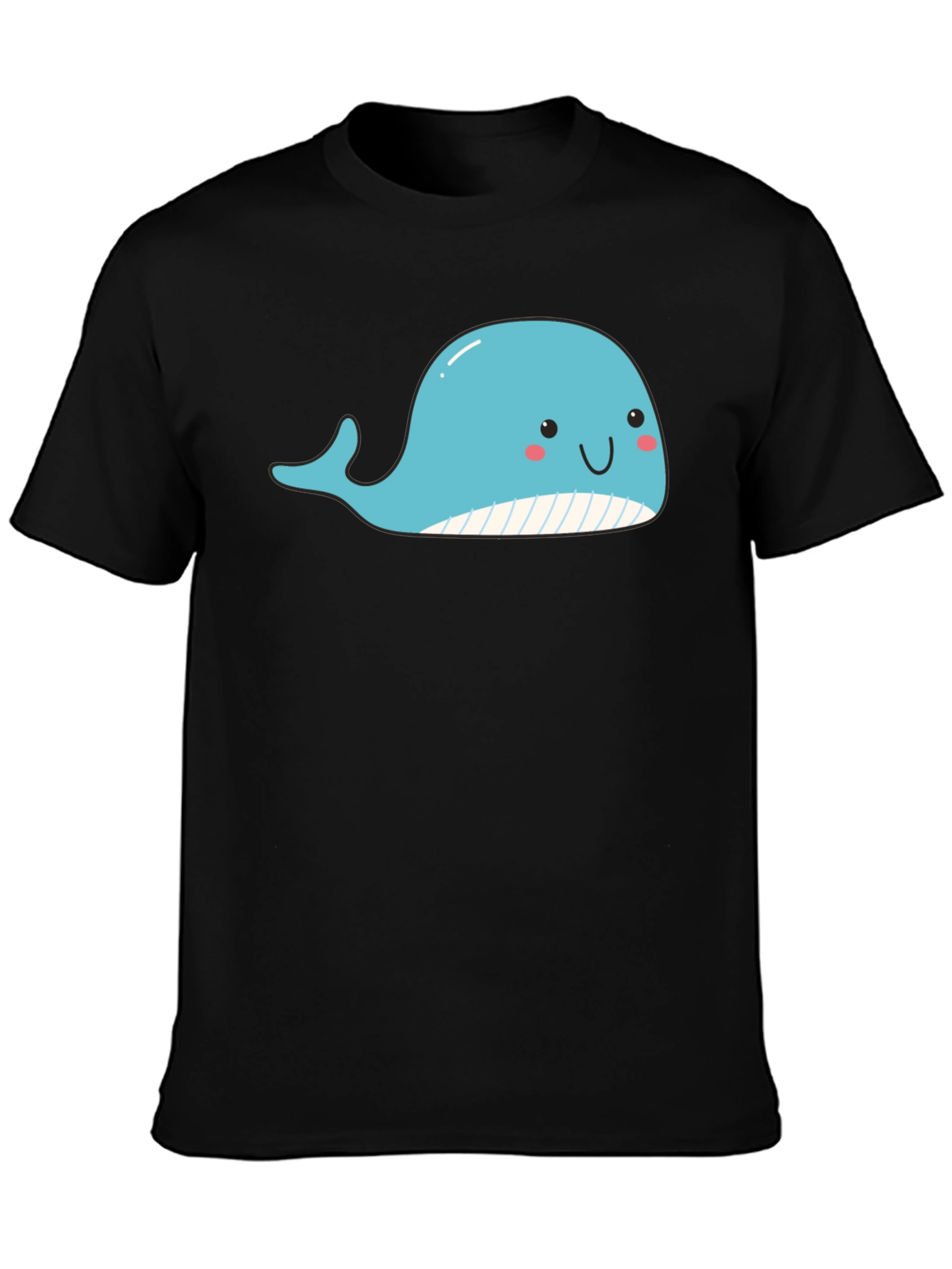 Black Cute Whale Graphic Black T-Shirt view 3