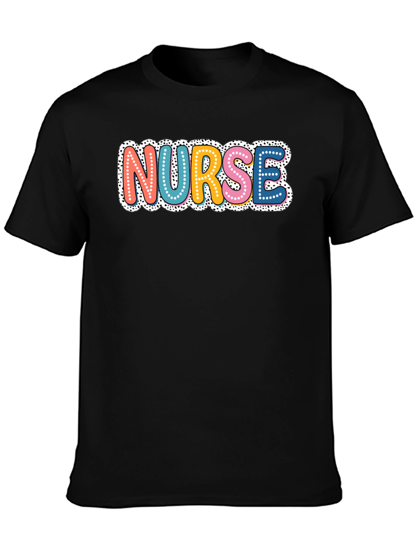Black Colorful Nurse T-Shirt - Novelty Graphic Tee view 3