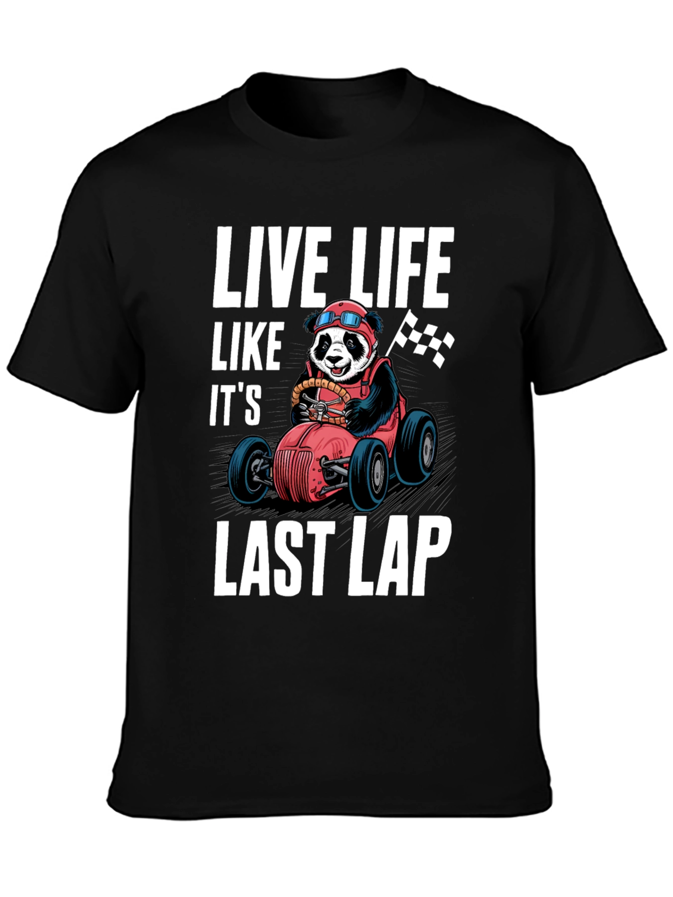 Black Live Life Last Lap Panda Tee view 3