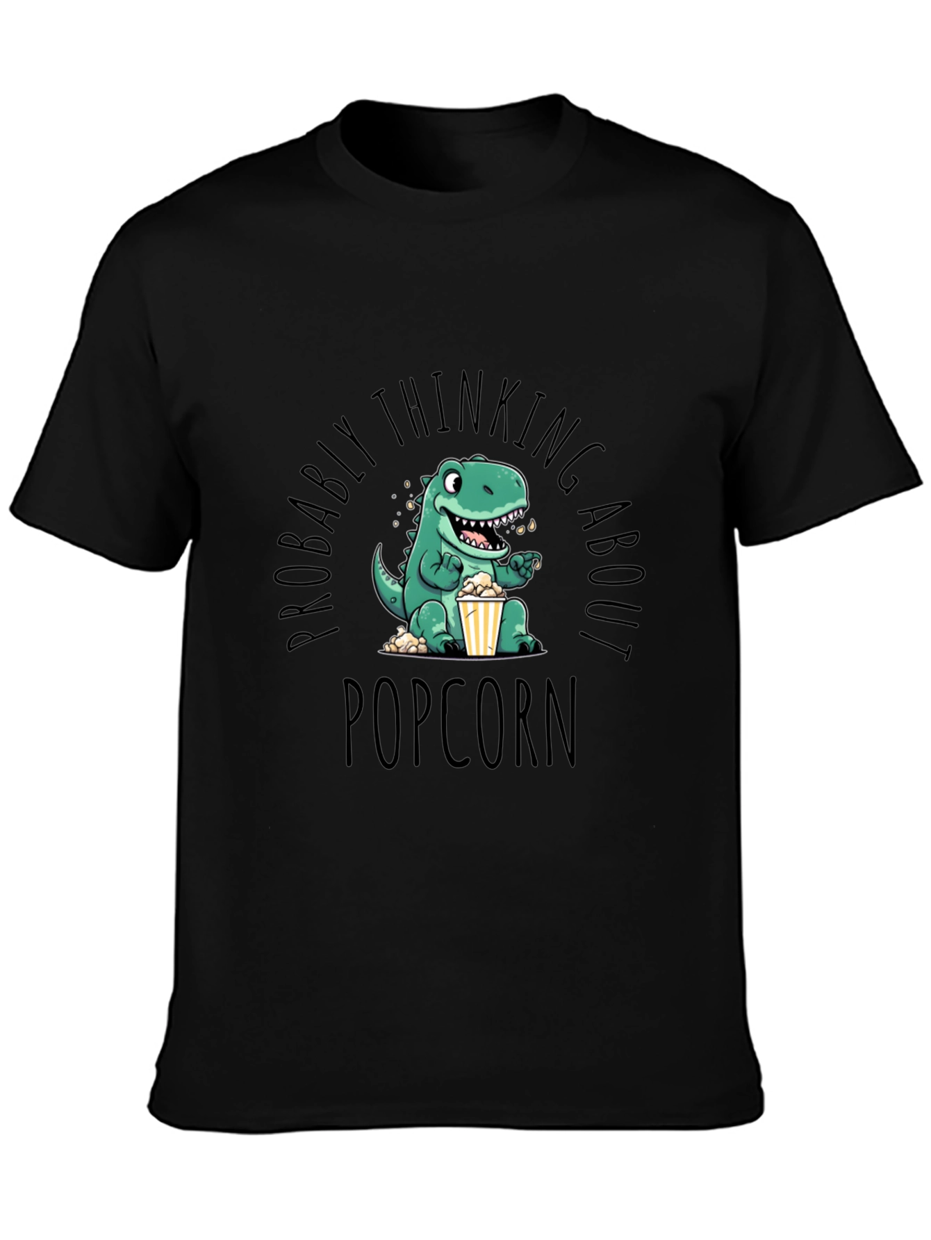 Black Dino Popcorn T-Shirt - Foodie Fun! view 3