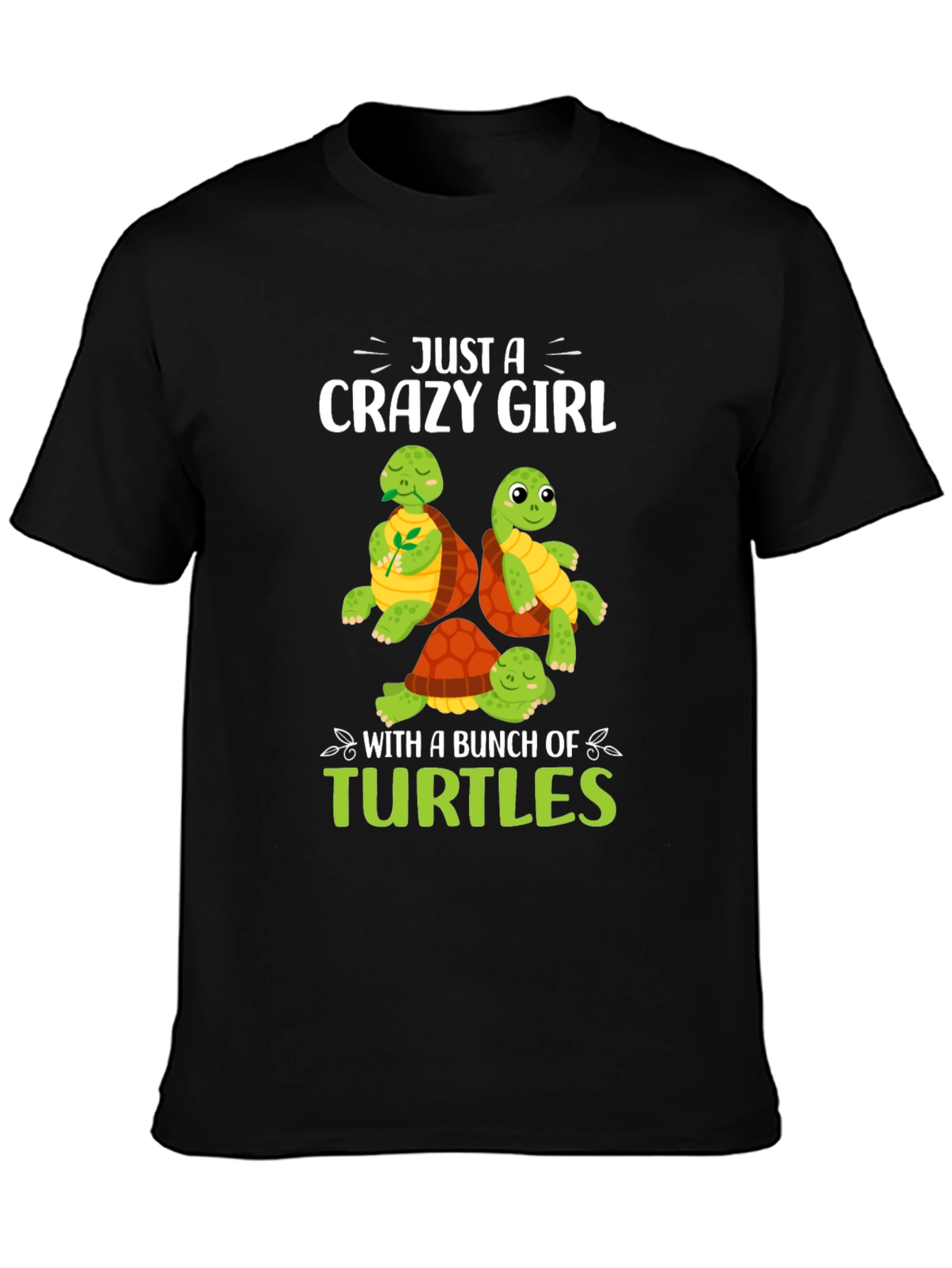 Black Crazy Girl Turtles Graphic Tee view 3
