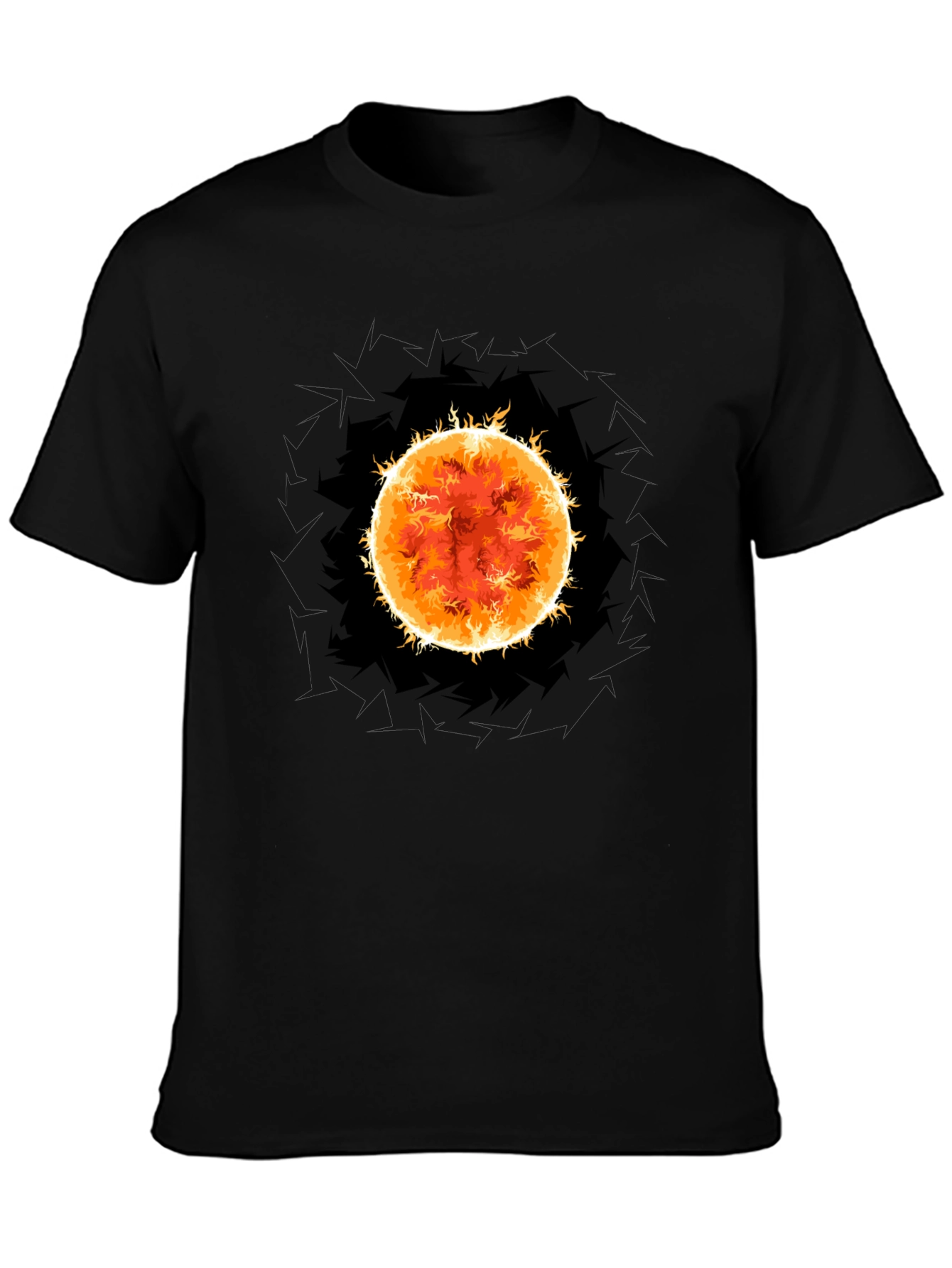Black Solar Flare Graphic Tee - Premium Black Cotton T-Shirt view 3