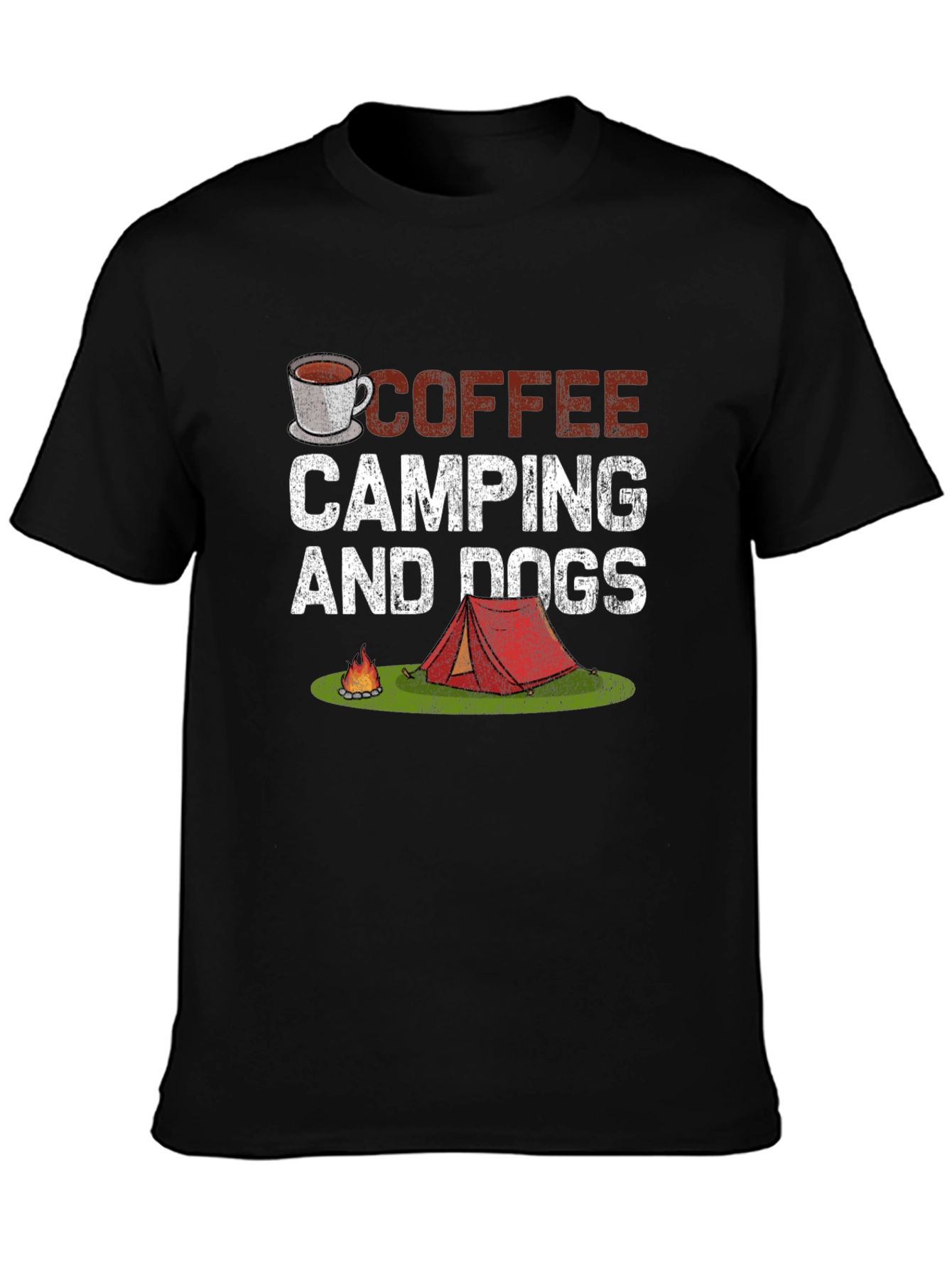 Black Coffee Camping Dogs T-Shirt - Outdoor Adventure Tee view 3