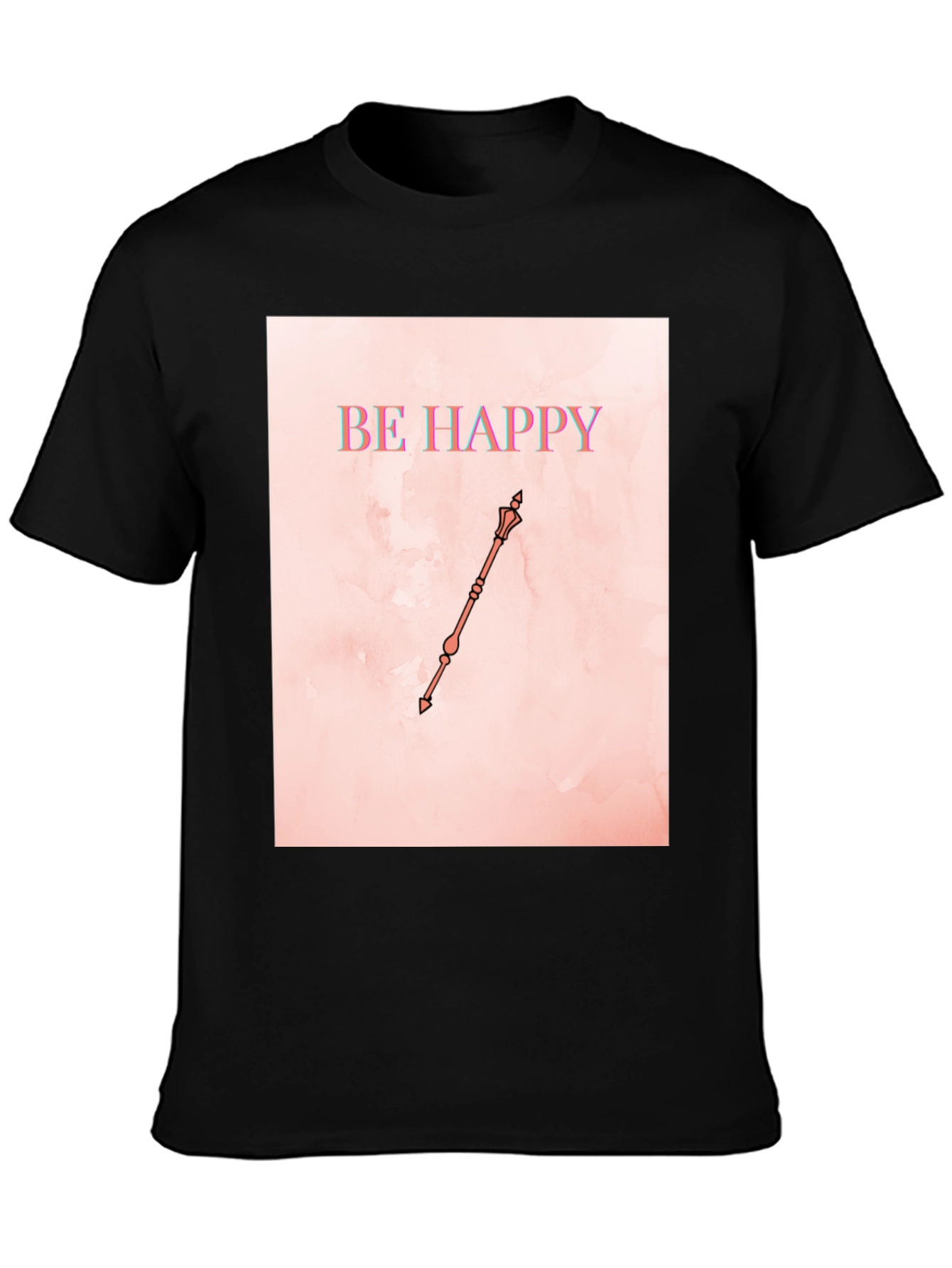 Black Be Happy Graphic T-Shirt view 3
