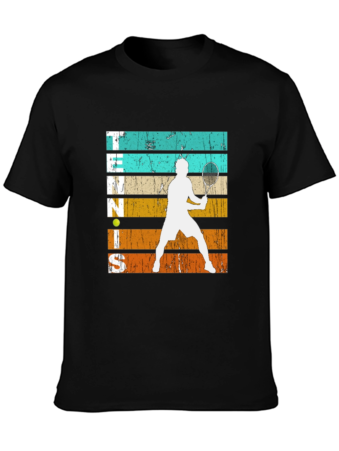 Black Vintage Tennis Player Graphic T-Shirt view 3