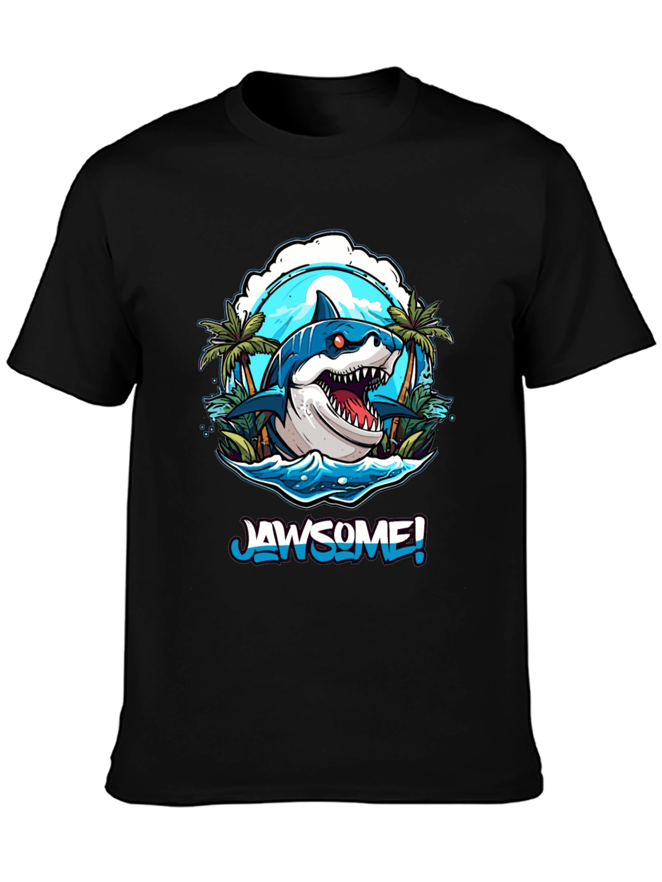 Black Jawsome Shark Graphic Tee - Men's Black T-Shirt view 3