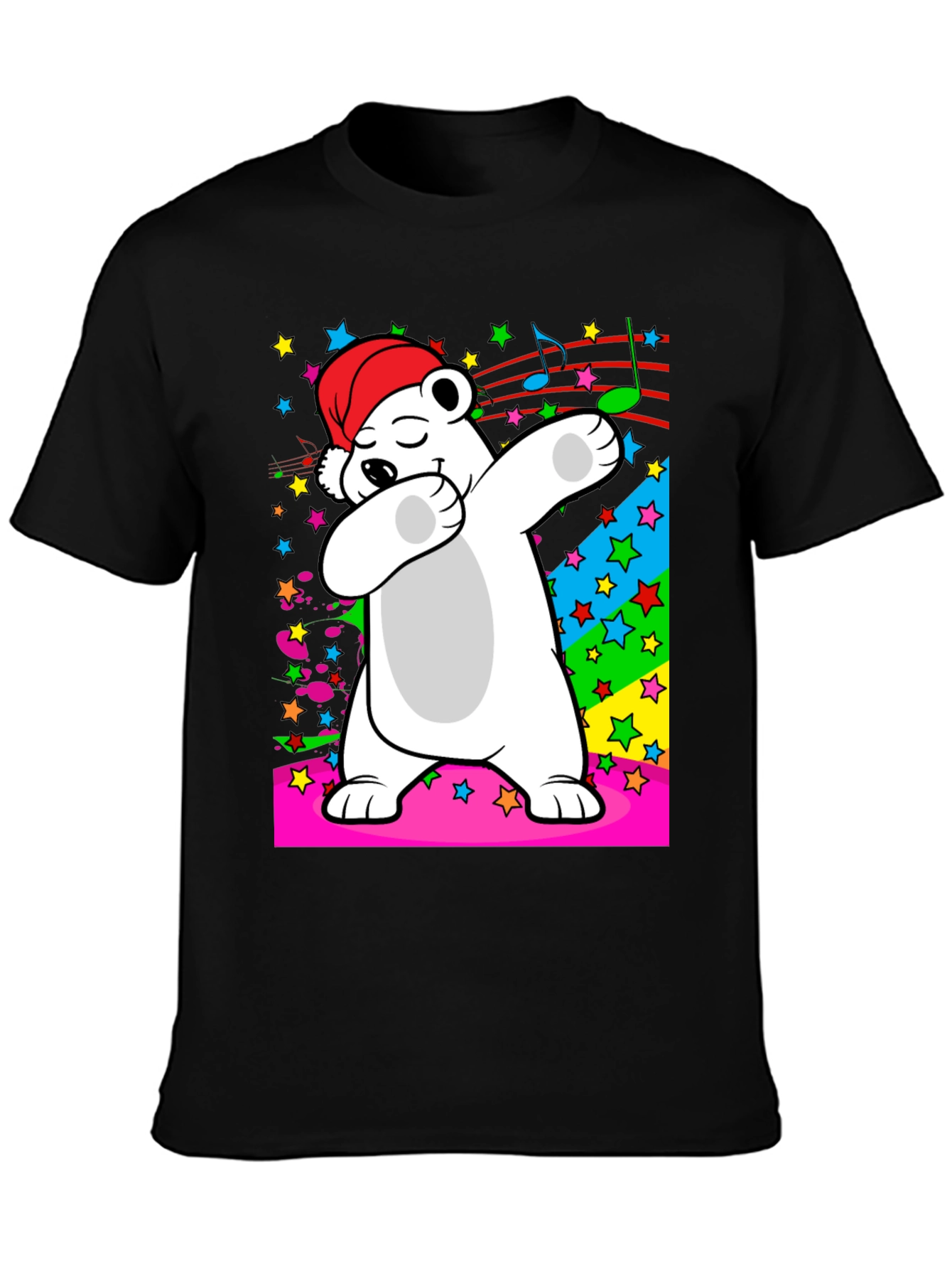 Black Dabbing Polar Bear T-Shirt - Fun Graphic Tee view 3