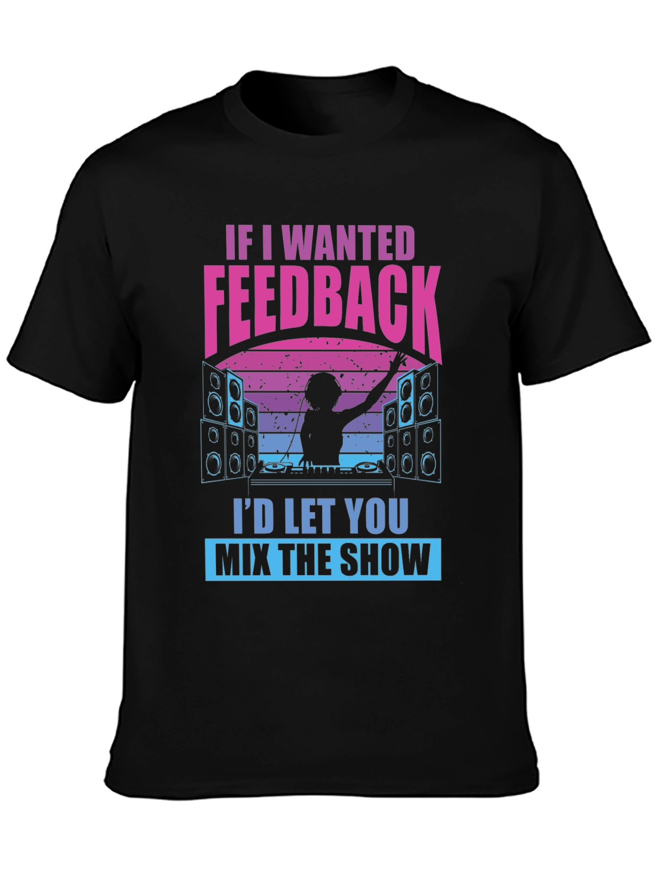 Black DJ Feedback Graphic Tee - Funny Music Mixer Shirt view 3