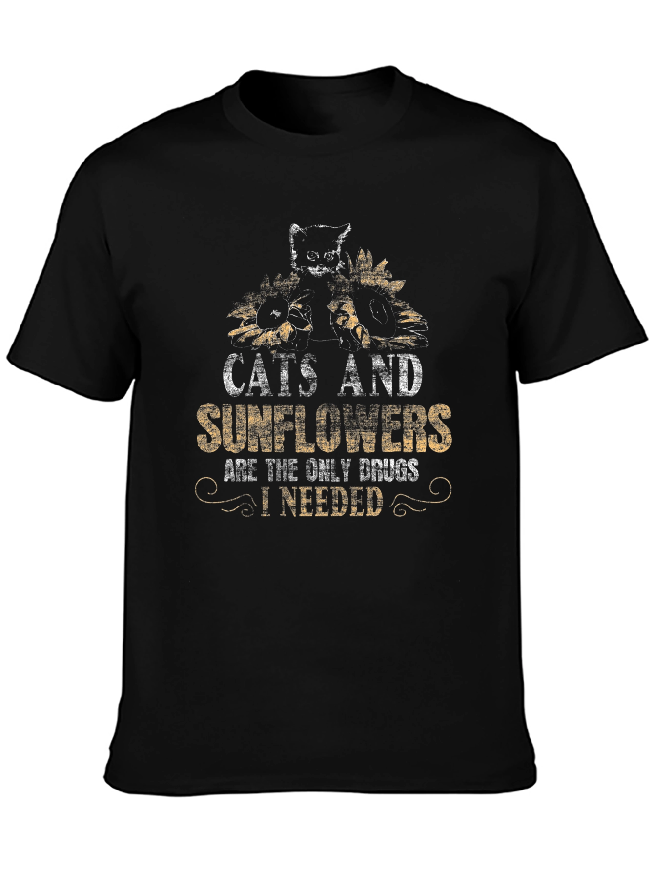 Black Cats and Sunflowers Graphic Tee - Unique Design view 3
